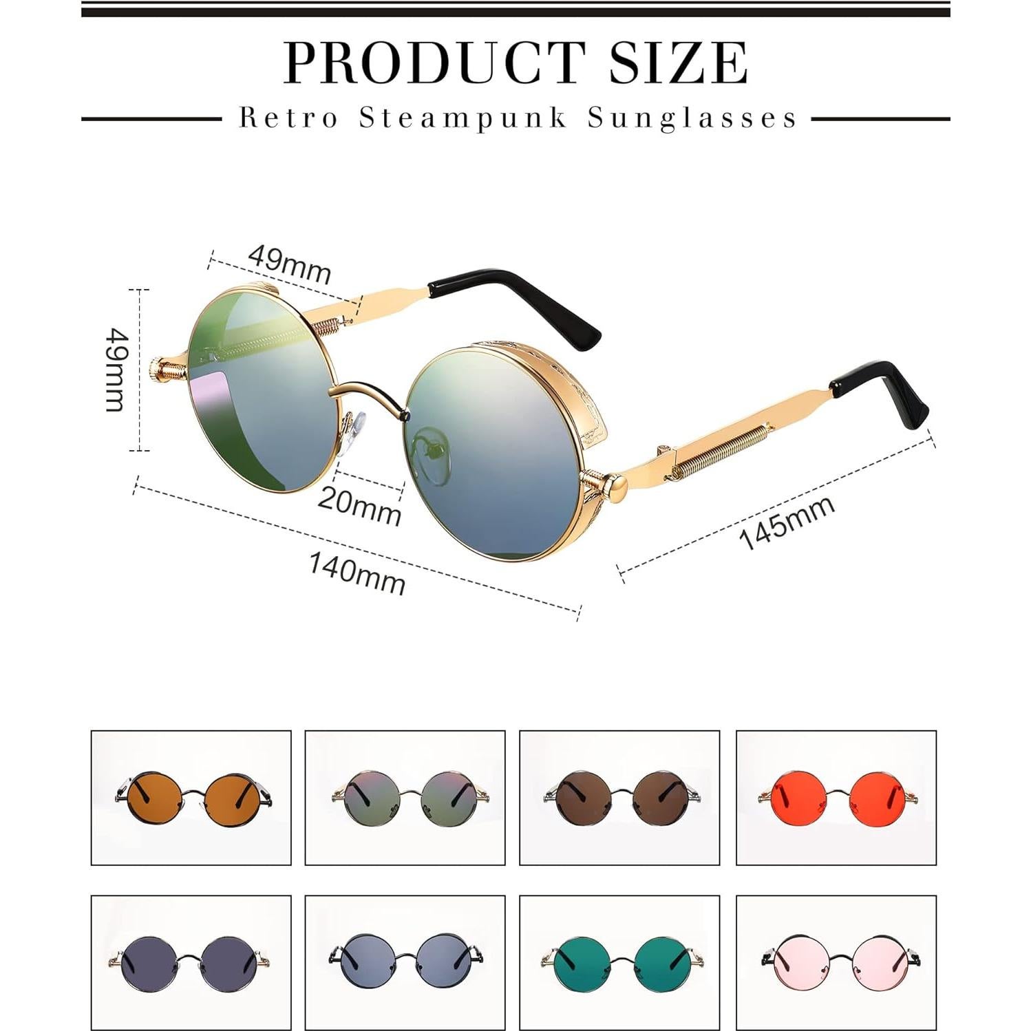 Gafas Steampunk Coume 8 Pcs Redondas Metalicas Unisex