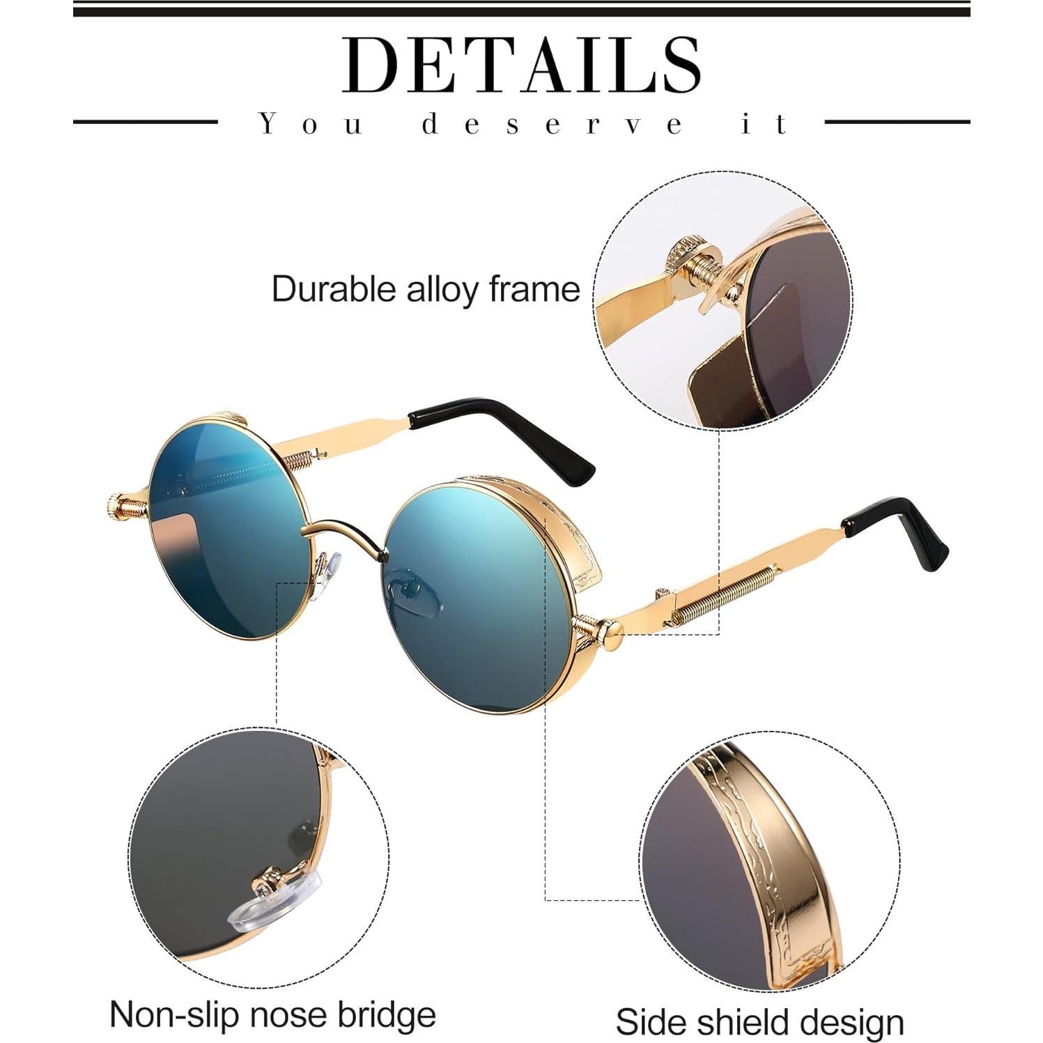 Gafas Steampunk Coume 8 Pcs Redondas Metalicas Unisex