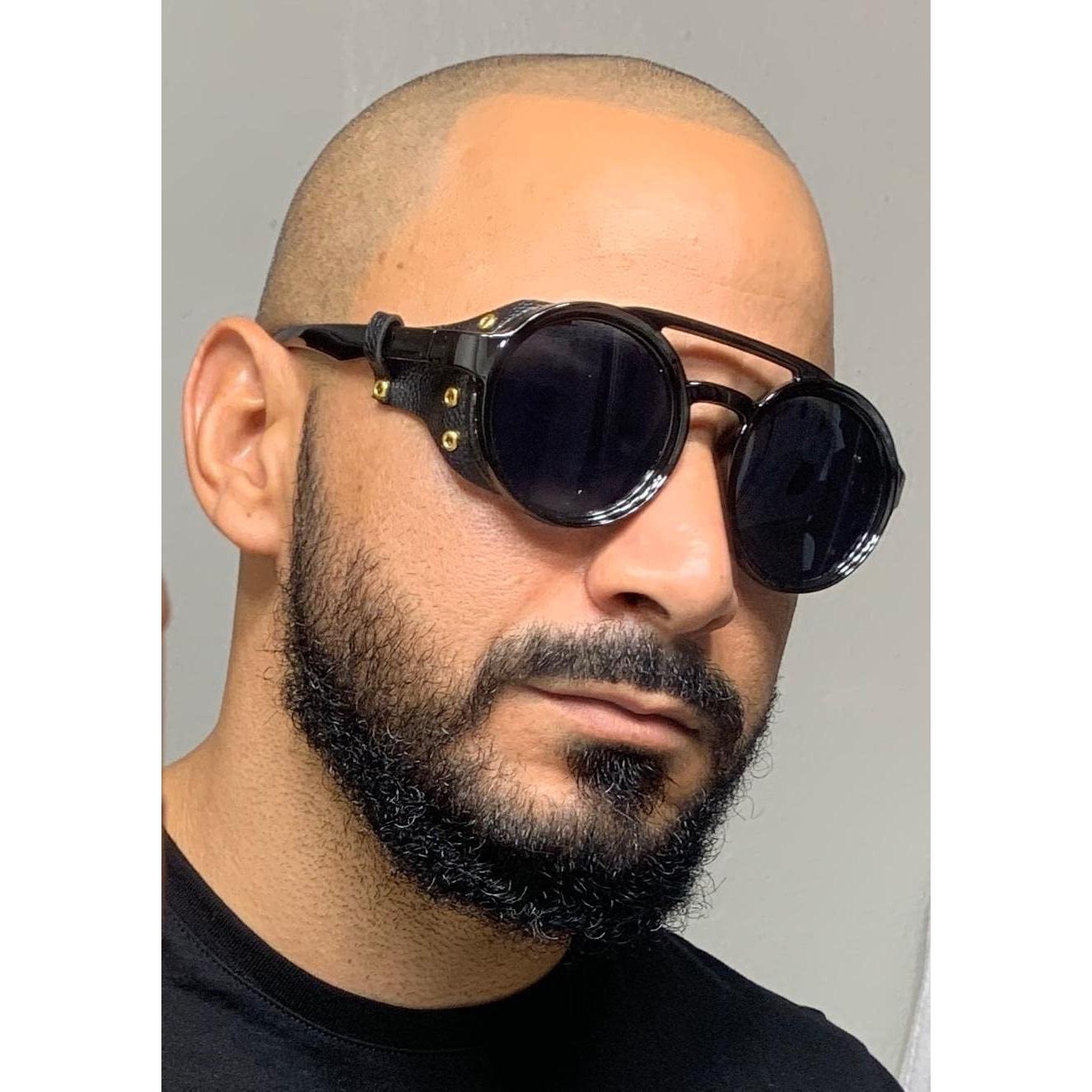 Gafas de Sol Steampunk FEISEDY Redondas UV400 Negro