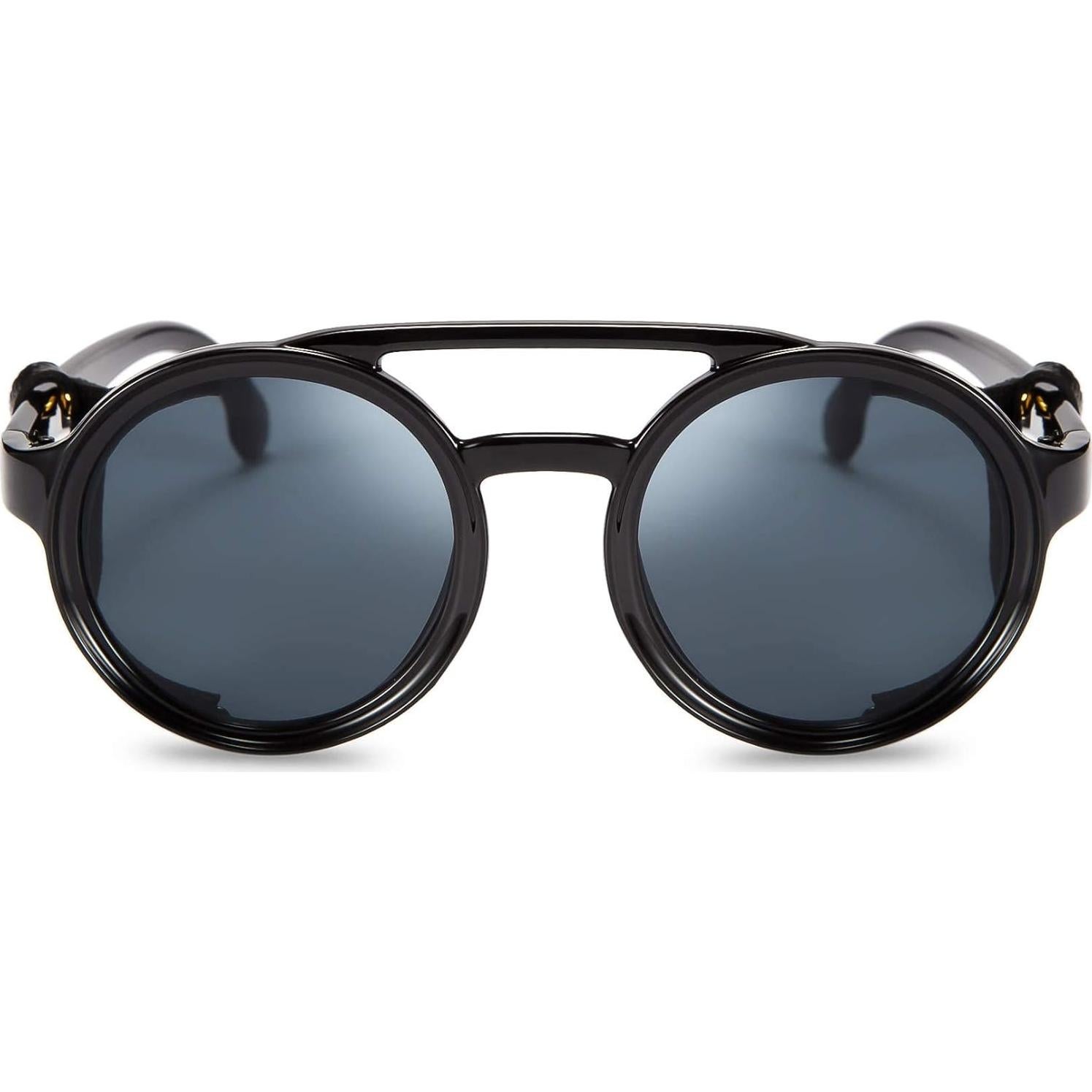 Gafas de Sol Steampunk FEISEDY Redondas UV400 Negro