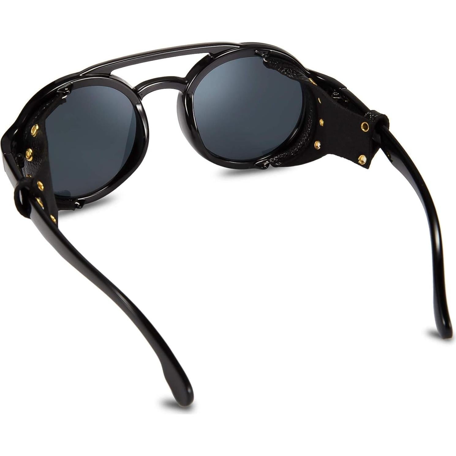 Gafas de Sol Steampunk FEISEDY Redondas UV400 Negro