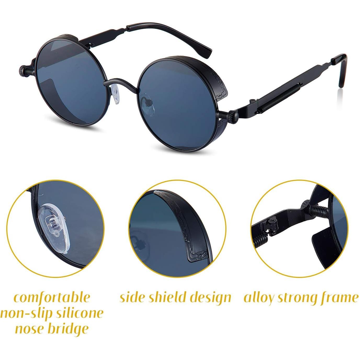 Gafas de sol retro steampunk Frienda 4 piezas unisex