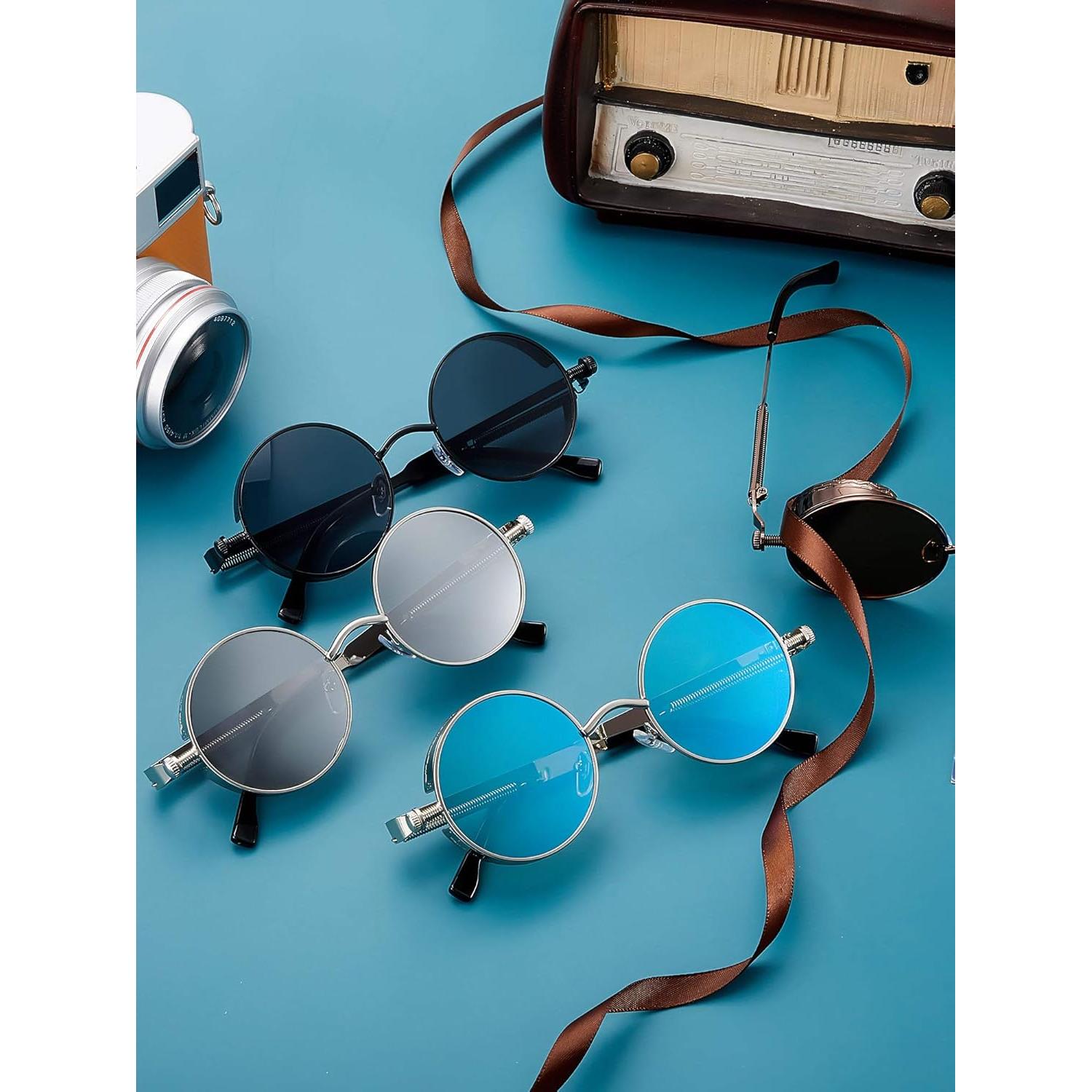 Gafas de sol retro steampunk Frienda 4 piezas unisex