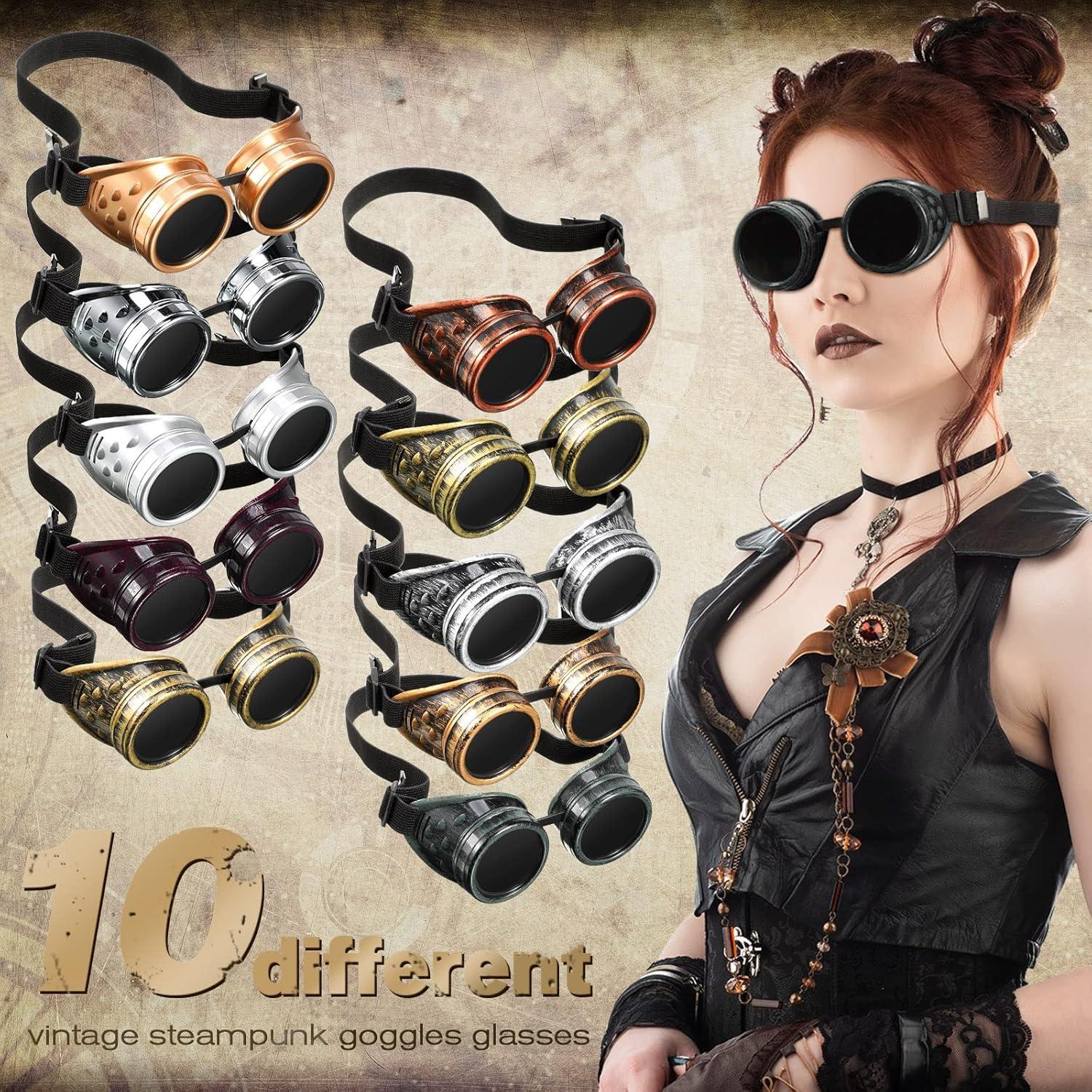 Yunsailing 10 Pares Gafas Steampunk Vintage para Disfraz