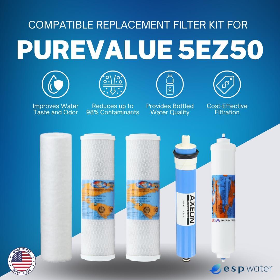 Kit de Filtros RO PureValue 5EZ50 - 5 Etapas para Agua Potable
