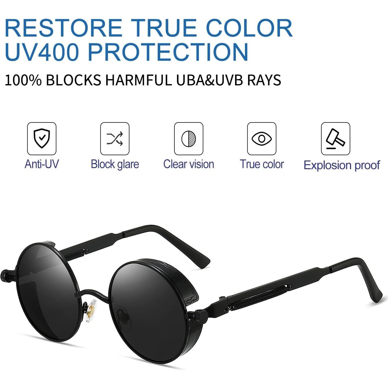 Gafas de sol Glclrs steampunk polarizadas UV gris