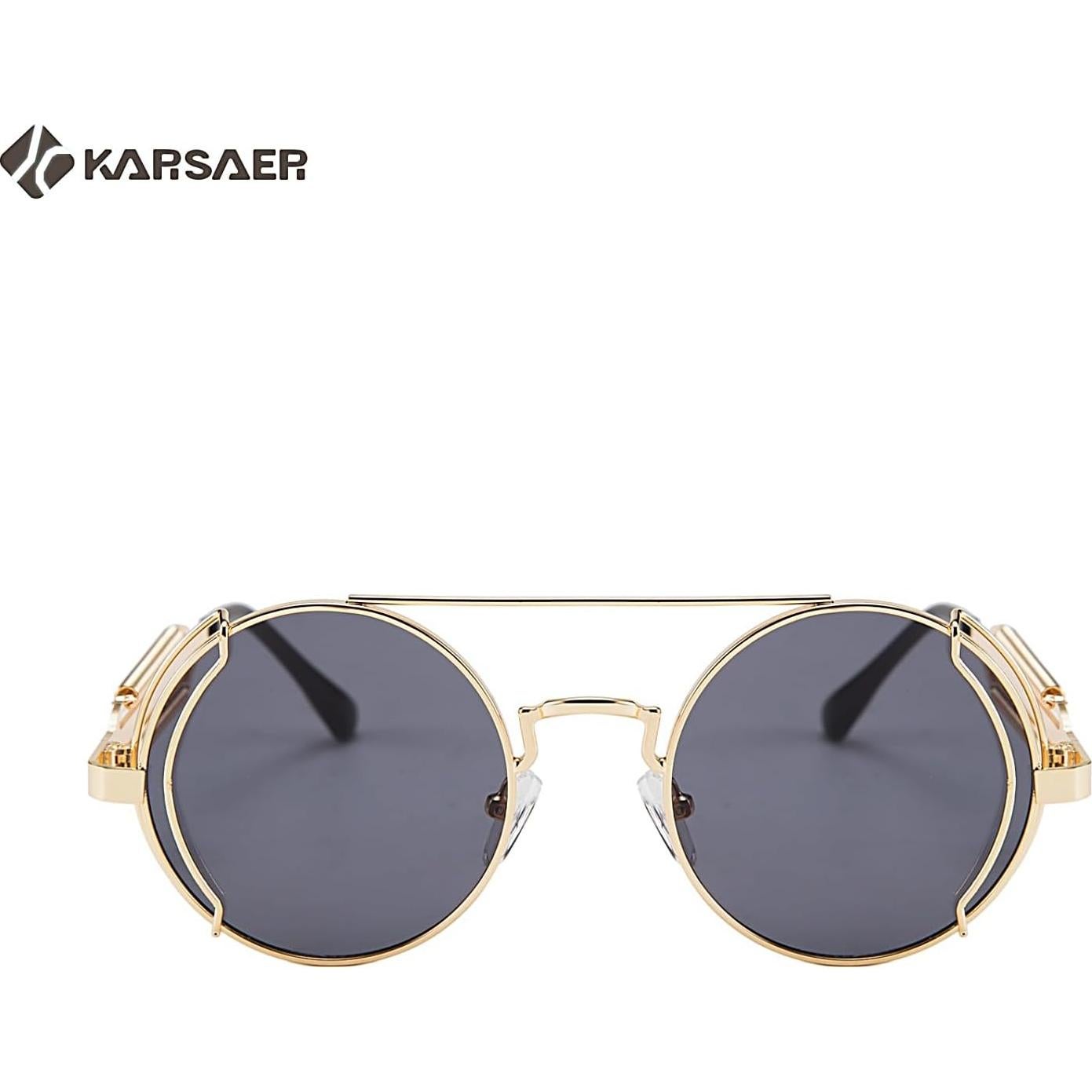 Gafas de sol Steampunk Karsaer Retro Redondas Metal Oro