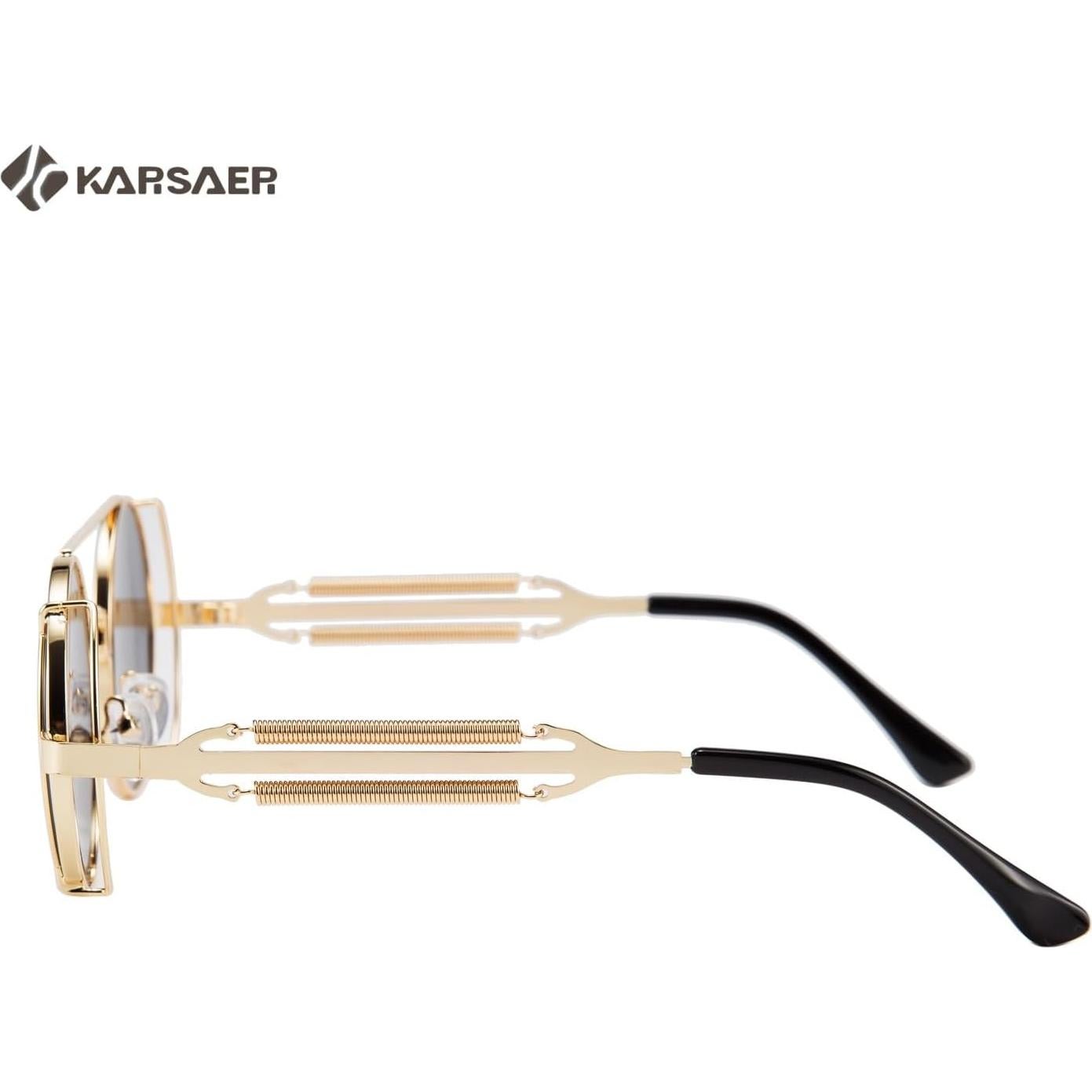 Gafas de sol Steampunk Karsaer Retro Redondas Metal Oro