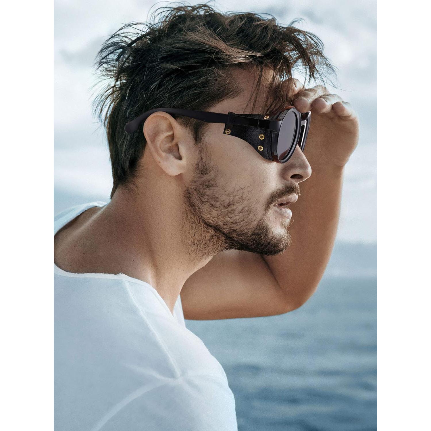 Gafas de Sol Redondas Weewooday 3 Pares Retro Steampunk