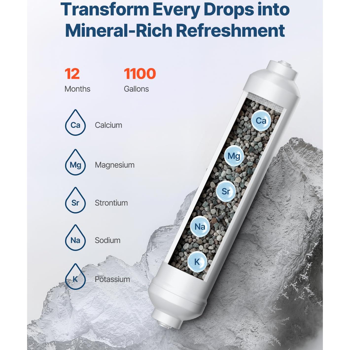 Filtro de Agua Alcalina VEVOR 26cm, Reemplazo RO 1/4" Conexión