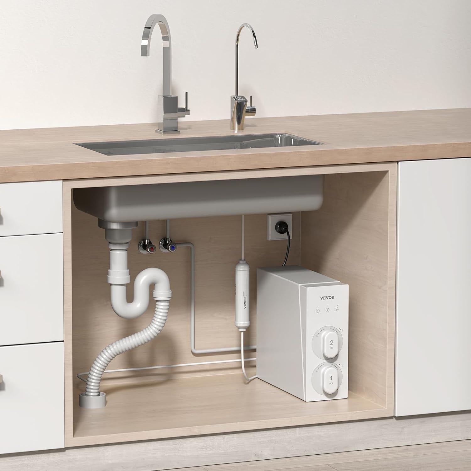 Filtro de Agua Alcalina VEVOR 26cm, Reemplazo RO 1/4" Conexión