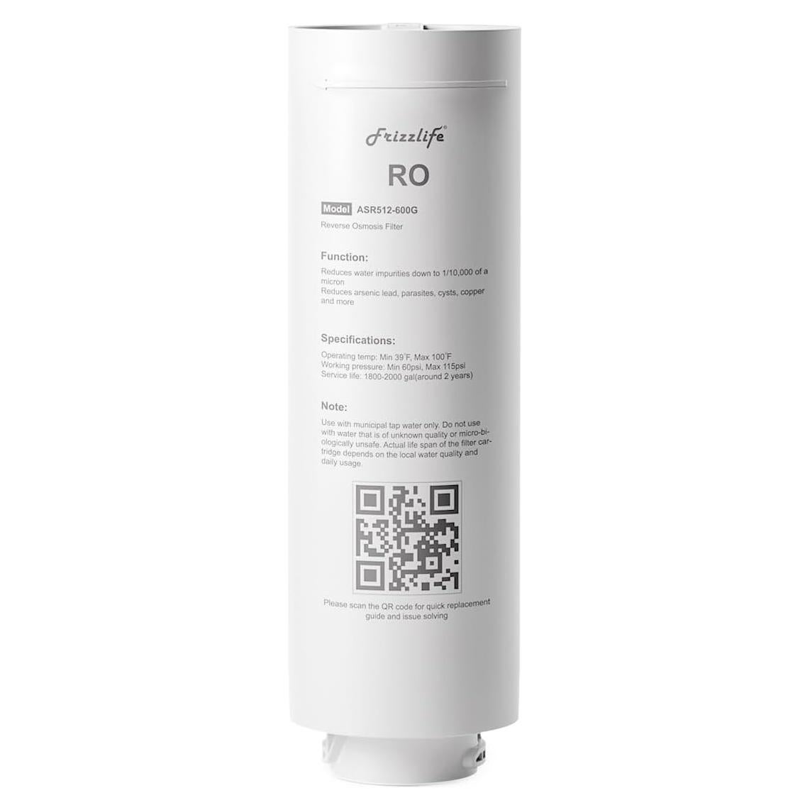 Cartucho de Filtro RO Frizzlife ASR512-600G 2da Etapa 1.18 kg