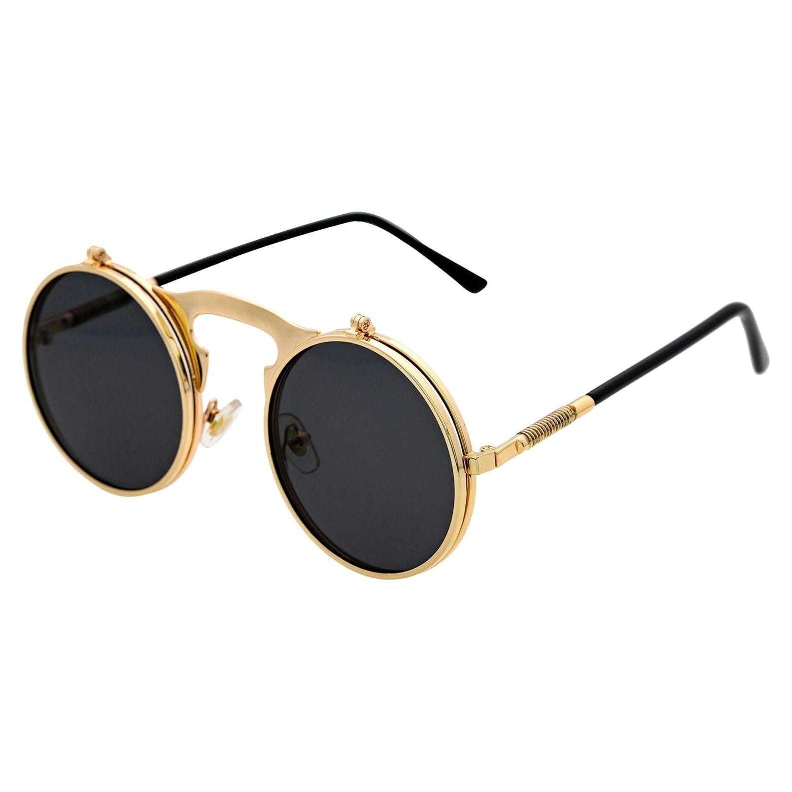 Gafas de Sol Retro J&L Steampunk Flip-Up Redondas