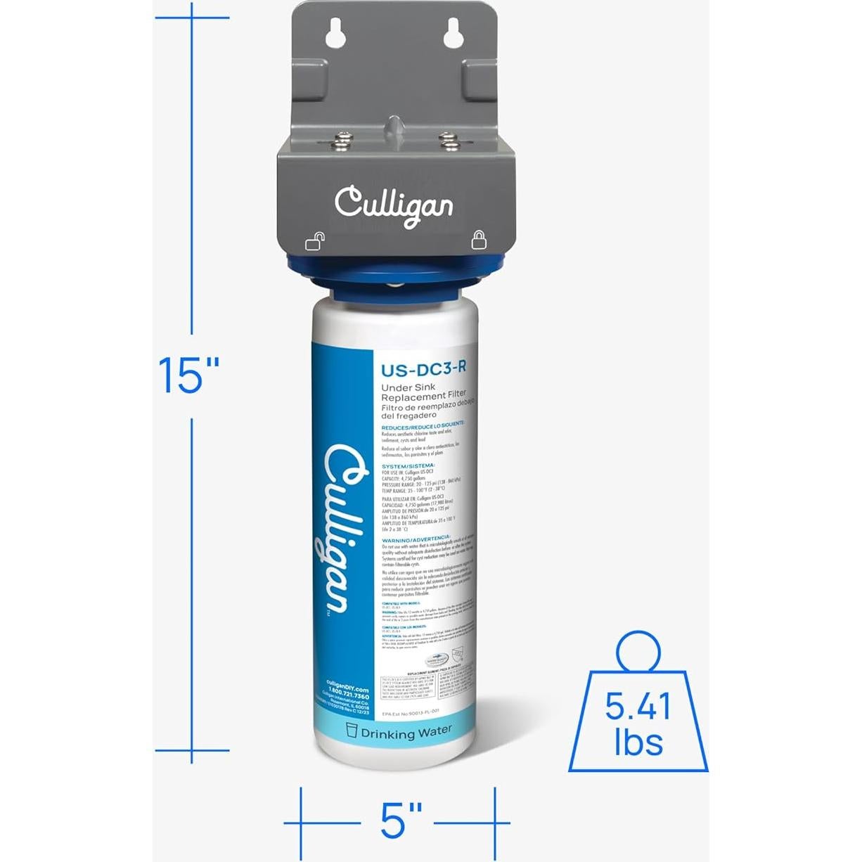 Sistema de Filtro de Agua Culligan US-DC3 Bajo Fregadero