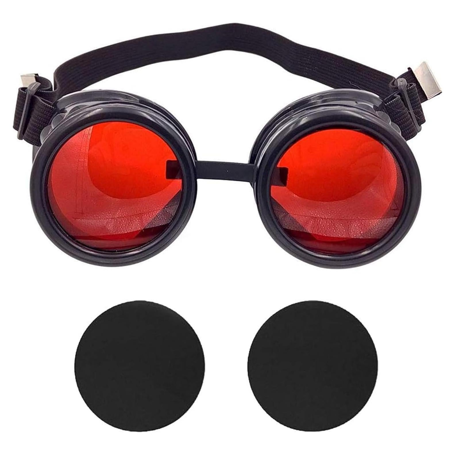 Gafas Steampunk TamBee con Lentes Reemplazables Rojas