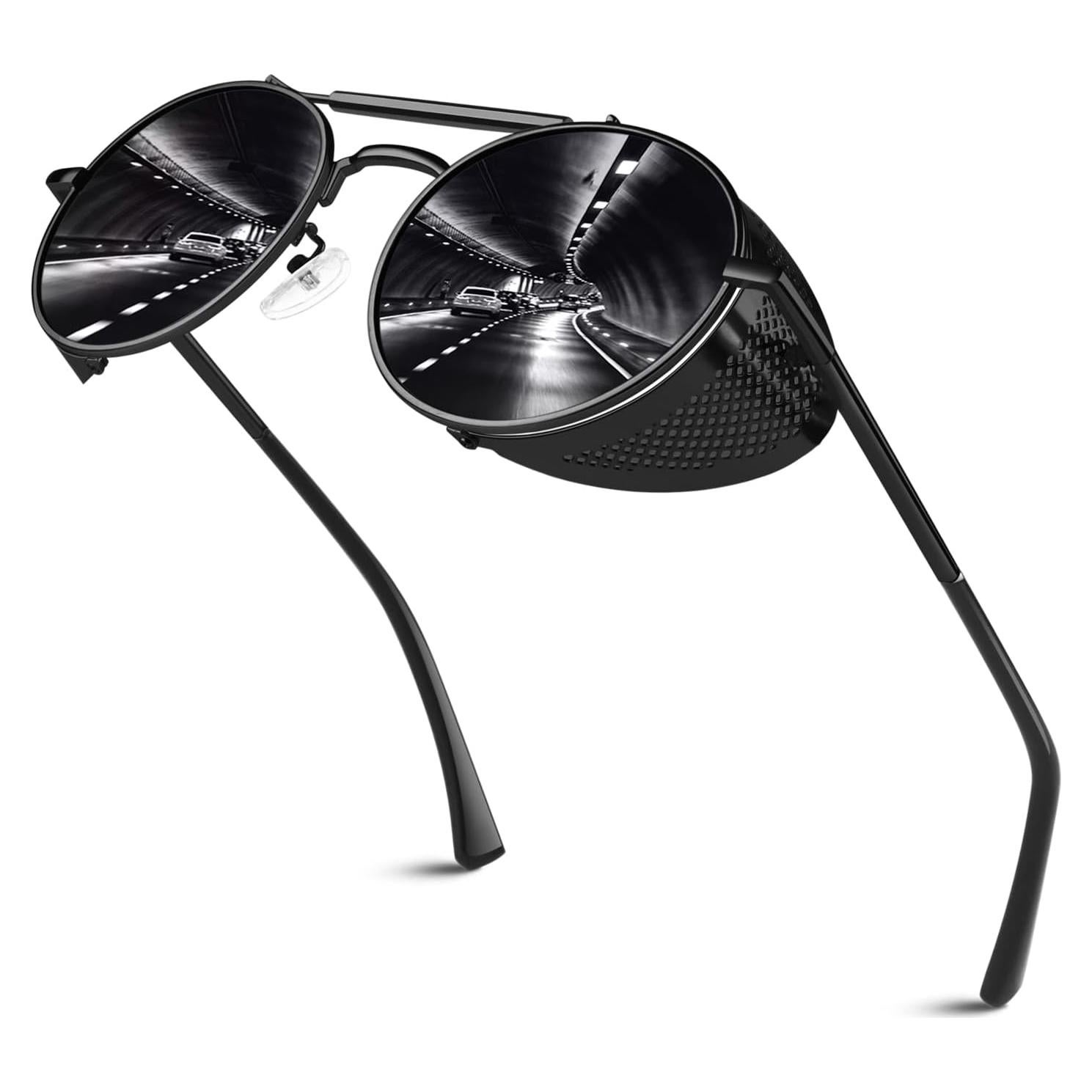 Gafas de sol steampunk SUNIER redondas polarizadas UV400