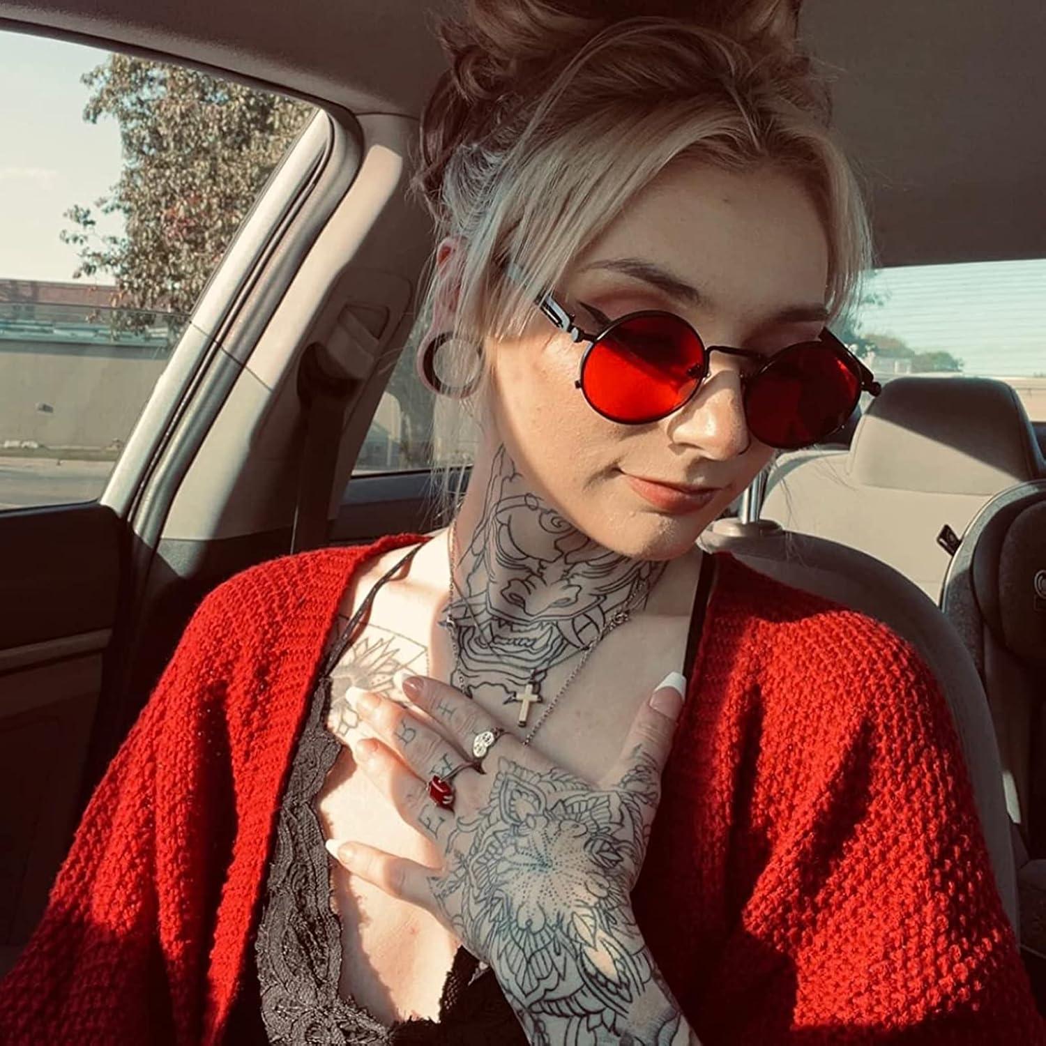 Gafas de sol redondas EYLRIM Steampunk UV 100% bloqueo