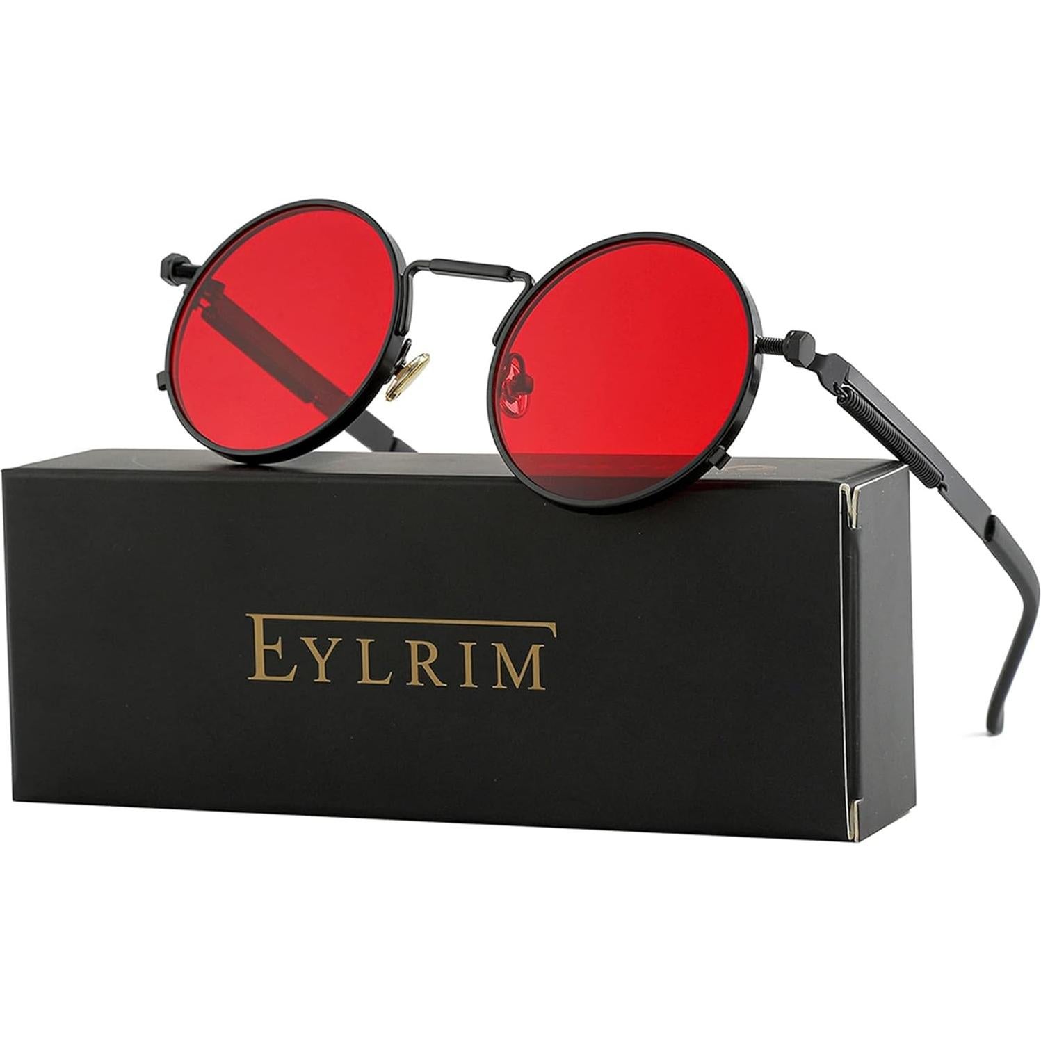 Gafas de sol redondas EYLRIM Steampunk UV 100% bloqueo