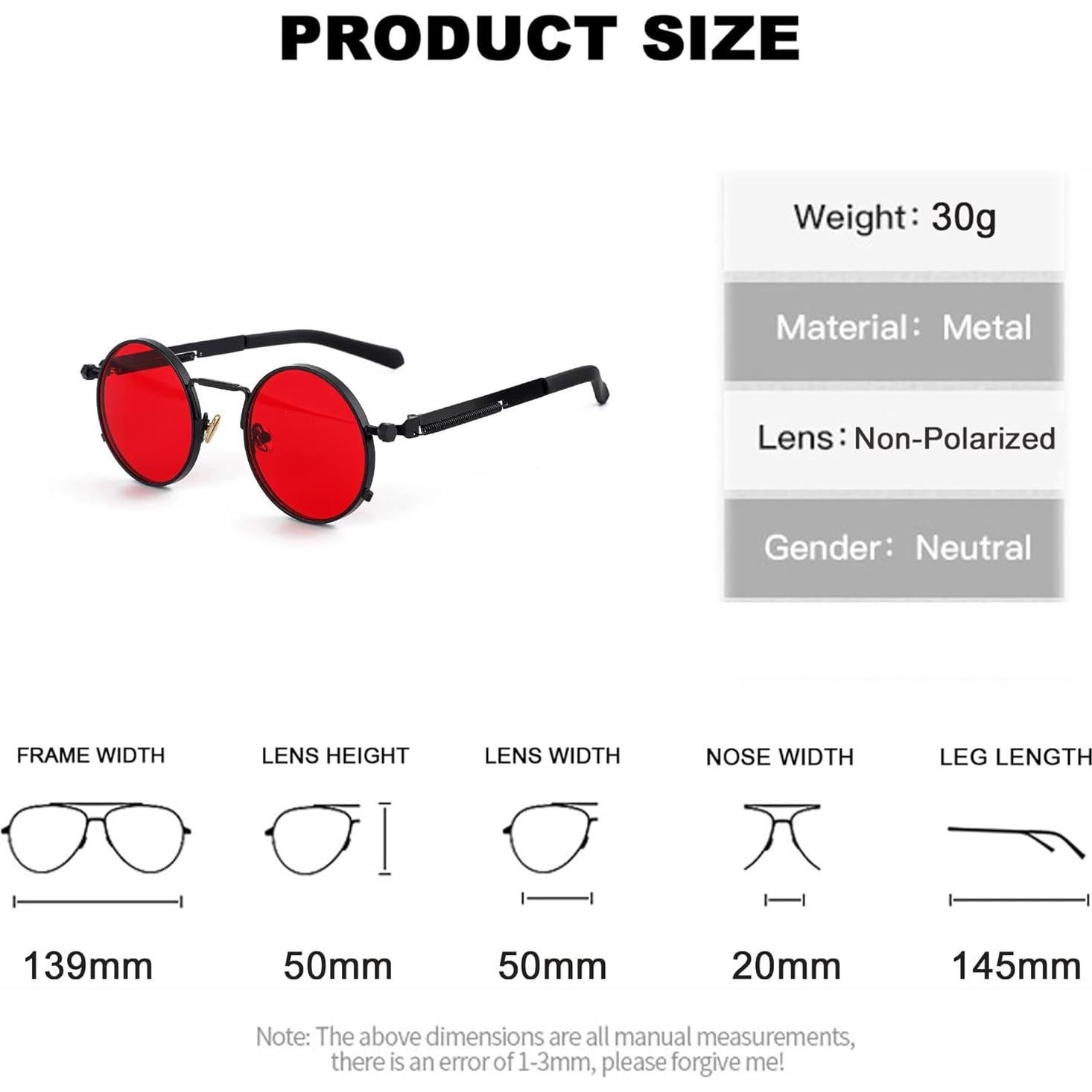 Gafas de sol redondas EYLRIM Steampunk UV 100% bloqueo