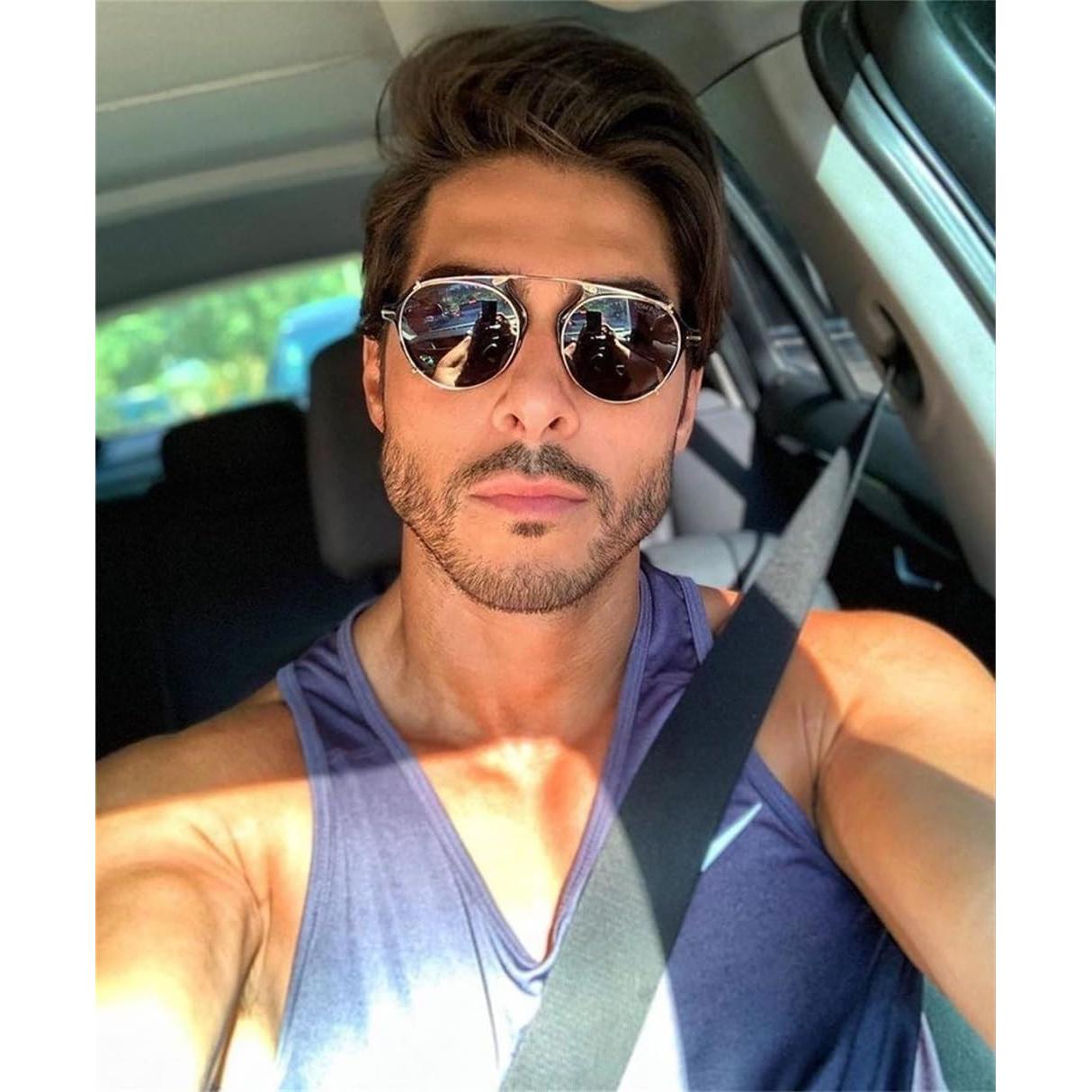 Gafas de sol clip en ADE WU estilo vintage redondas metal