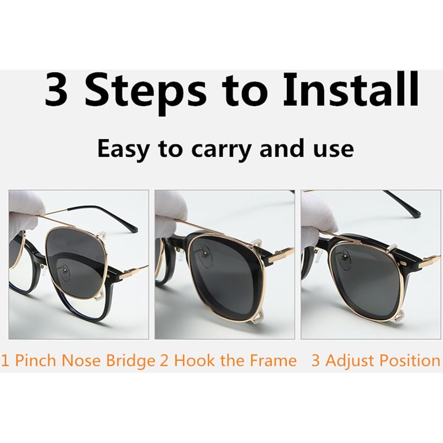 Gafas de sol clip en ADE WU estilo vintage redondas metal