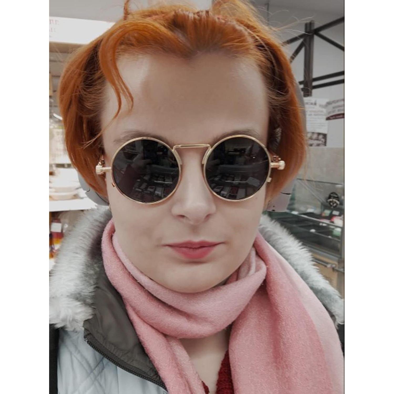 Gafas de sol redondas AIEYEZO steampunk marco metálico UV