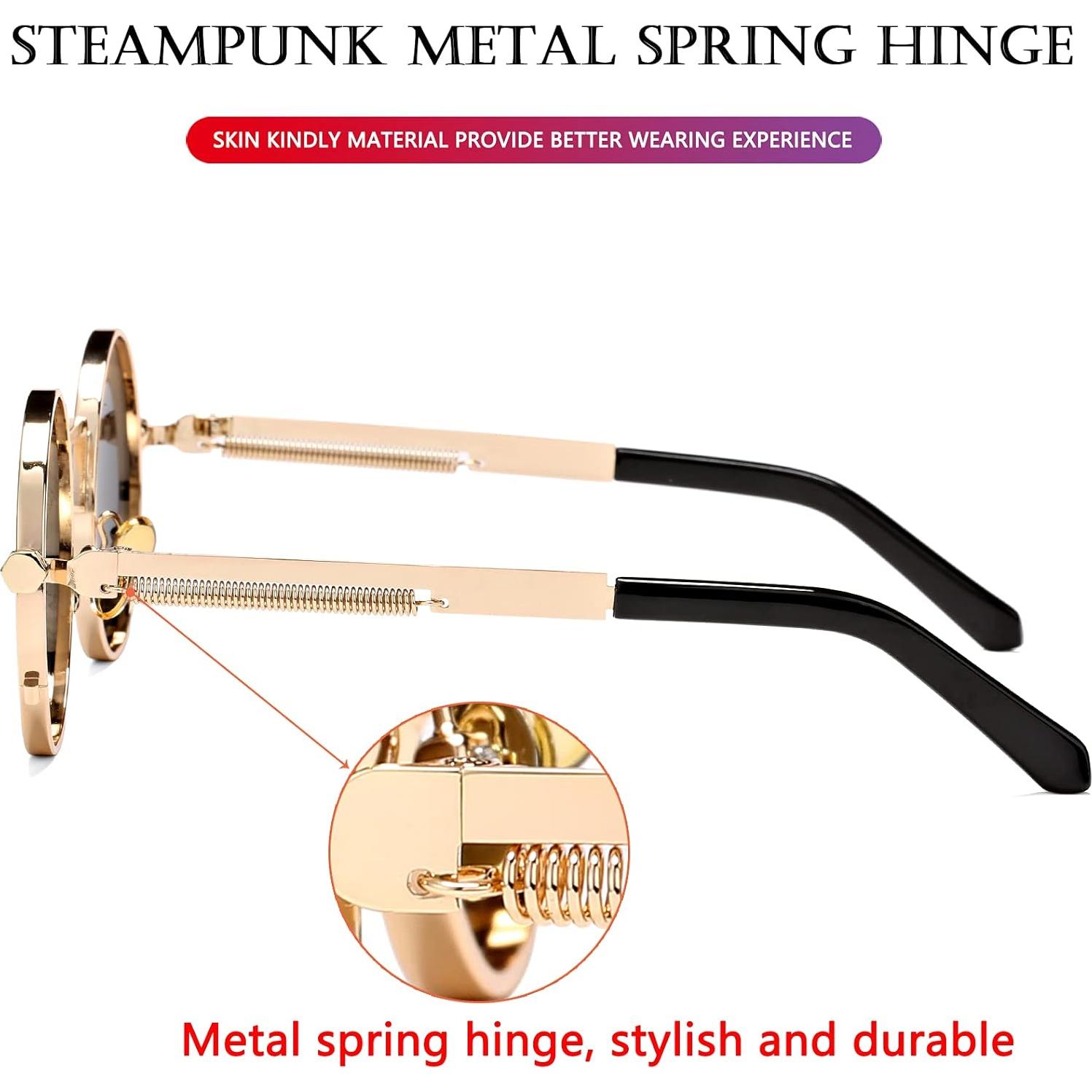 Gafas de sol redondas AIEYEZO steampunk marco metálico UV