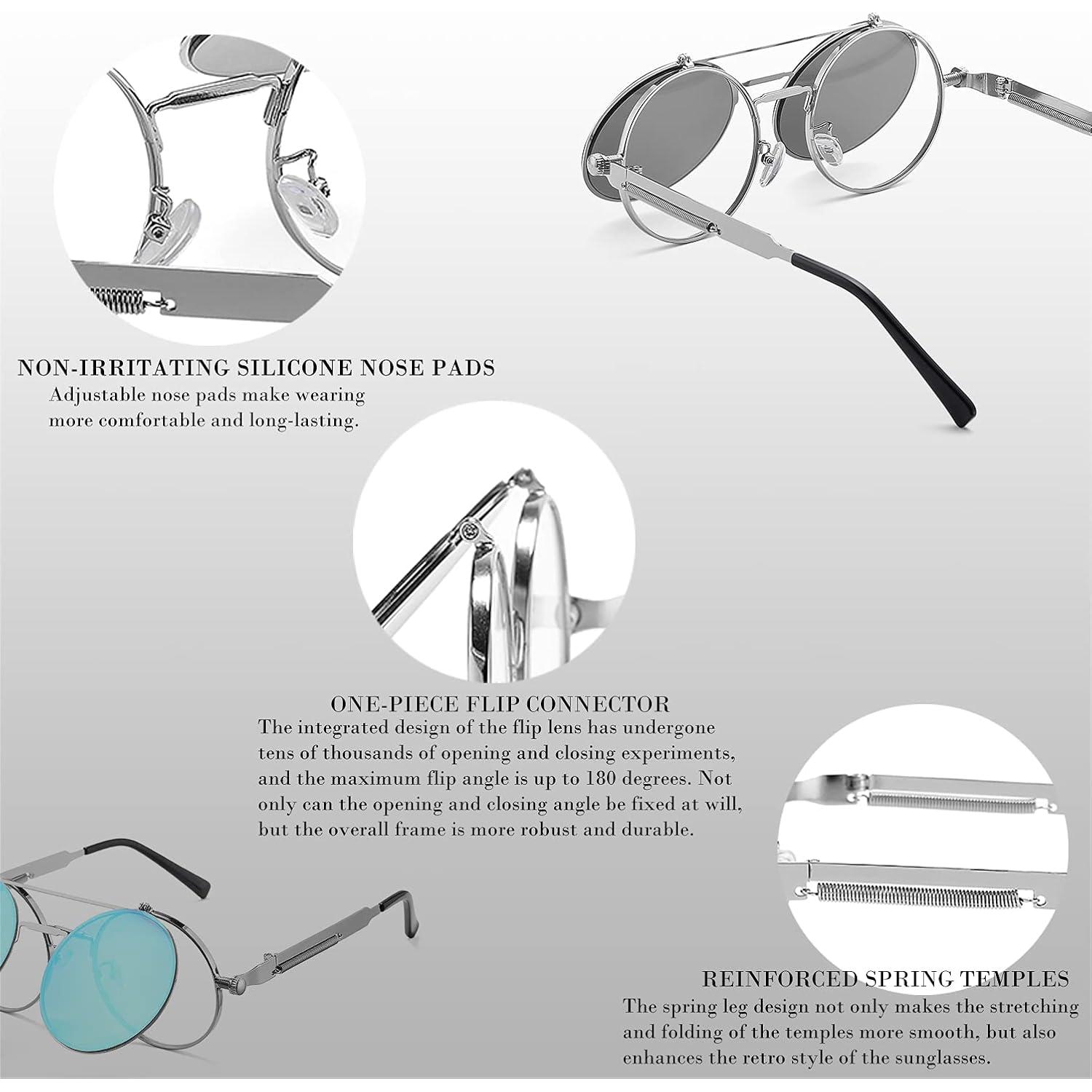 Gafas de sol redondas HJSTES estilo vintage steampunk