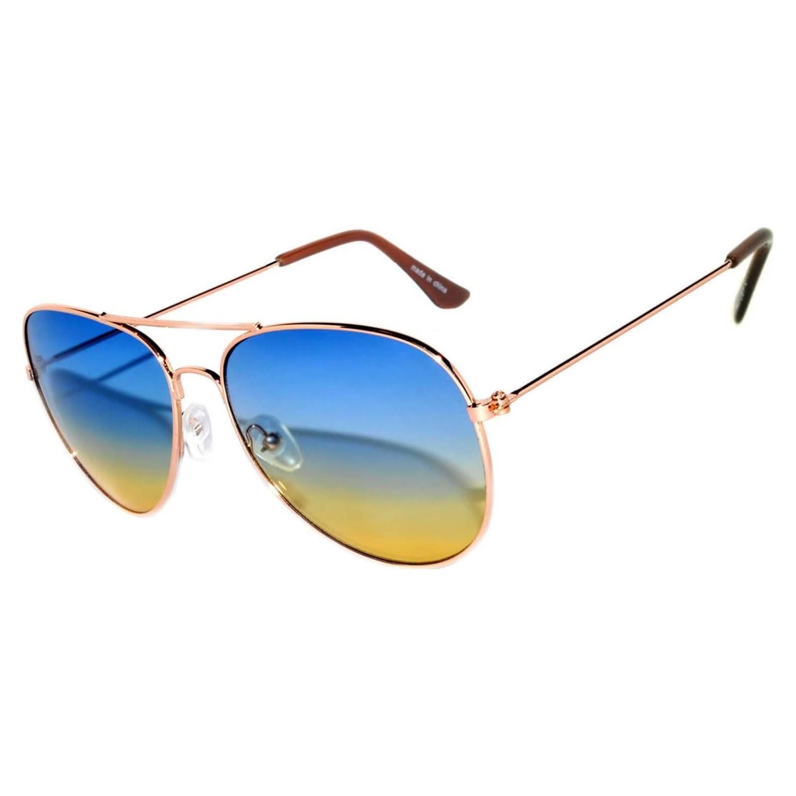 Gafas de Sol Aviador Metal UV Protección 50mm Azul-Amarillo