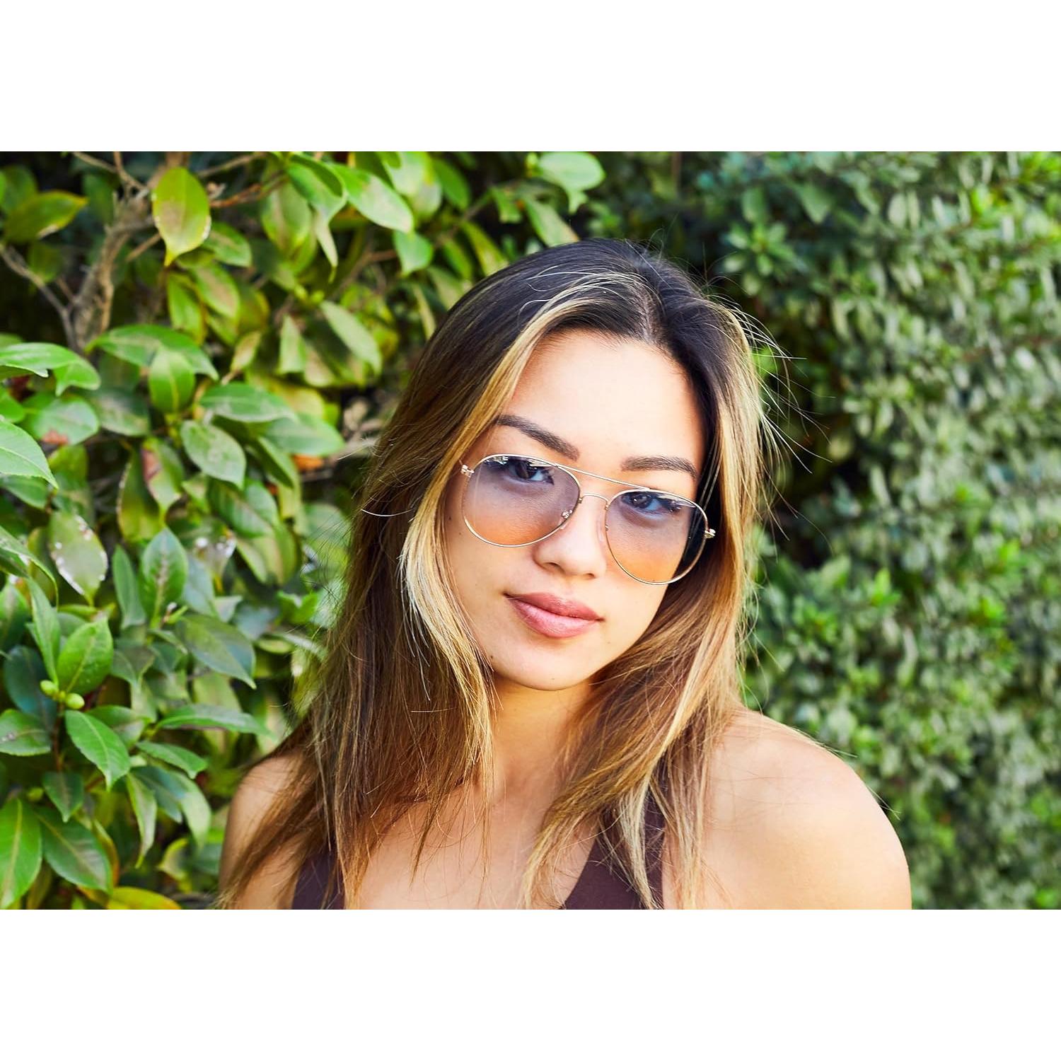 Gafas de Sol Aviador Metal UV Protección 50mm Azul-Amarillo