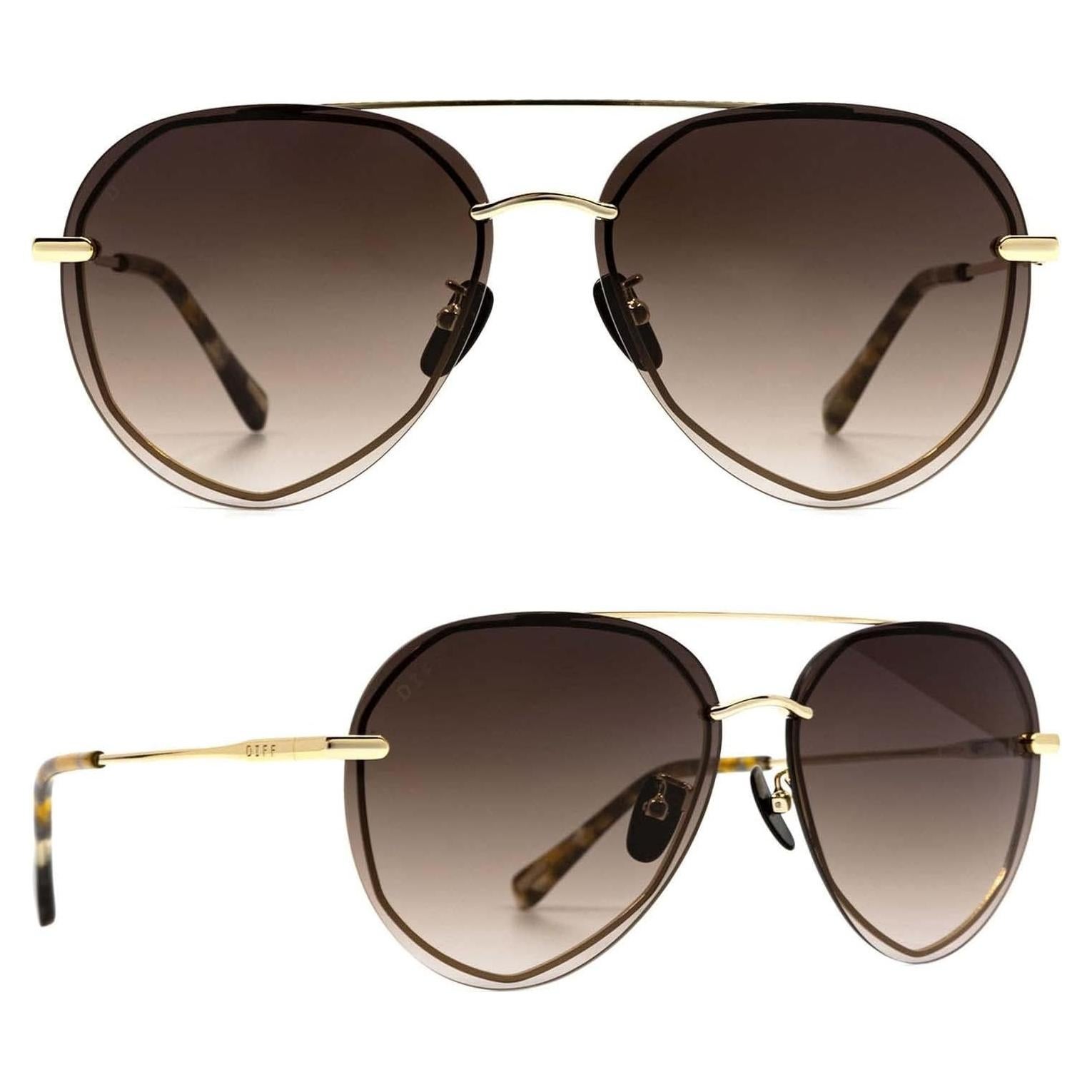 Gafas de sol aviador DIFF Lenox UV400 doradas para mujer