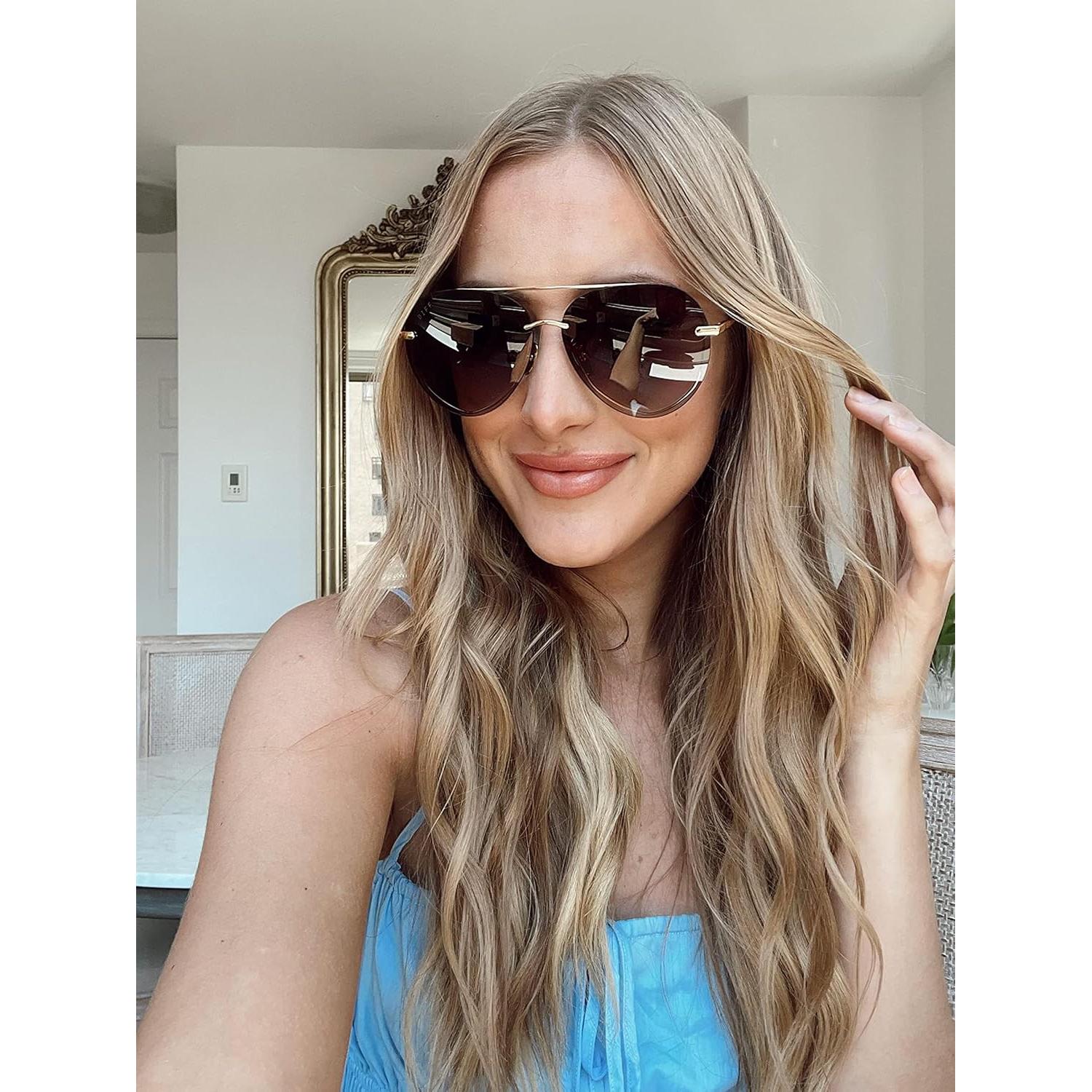 Gafas de sol aviador DIFF Lenox UV400 doradas para mujer