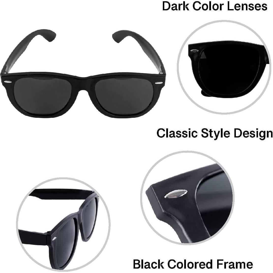 Gafas de sol retro negras Super Z Outlet para fiestas (12 pares)