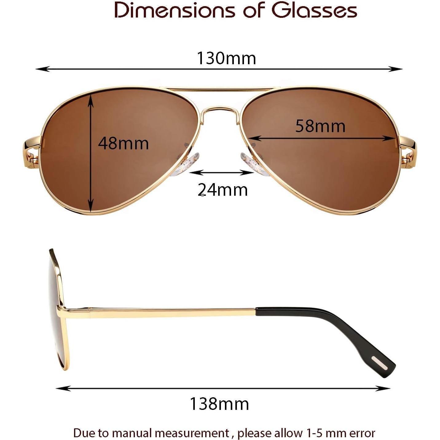 Gafas de sol aviador Braylenz polarizadas 100% UV oro/negro