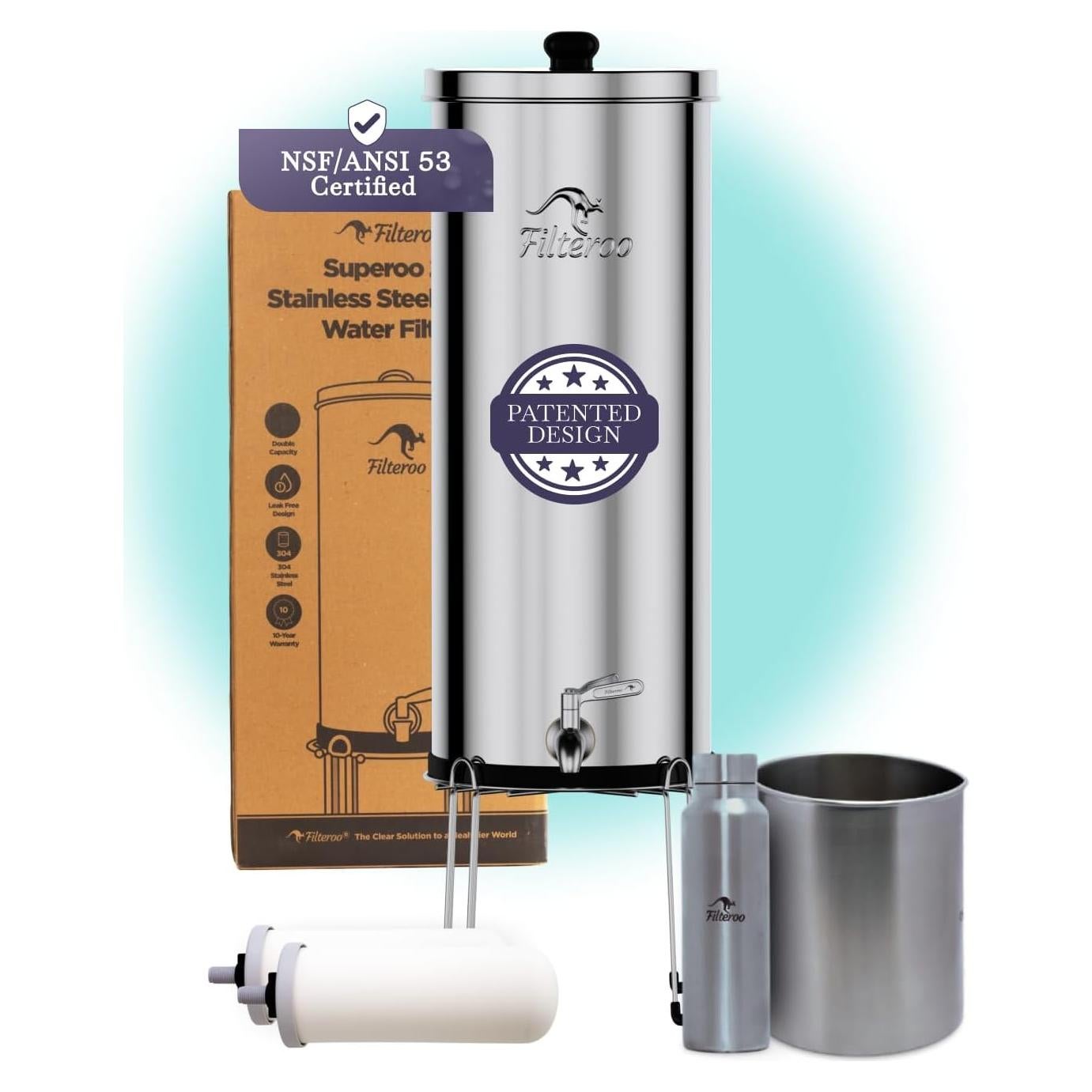 Filtro de Agua por Gravedad Filteroo 12L Acero Inoxidable 304