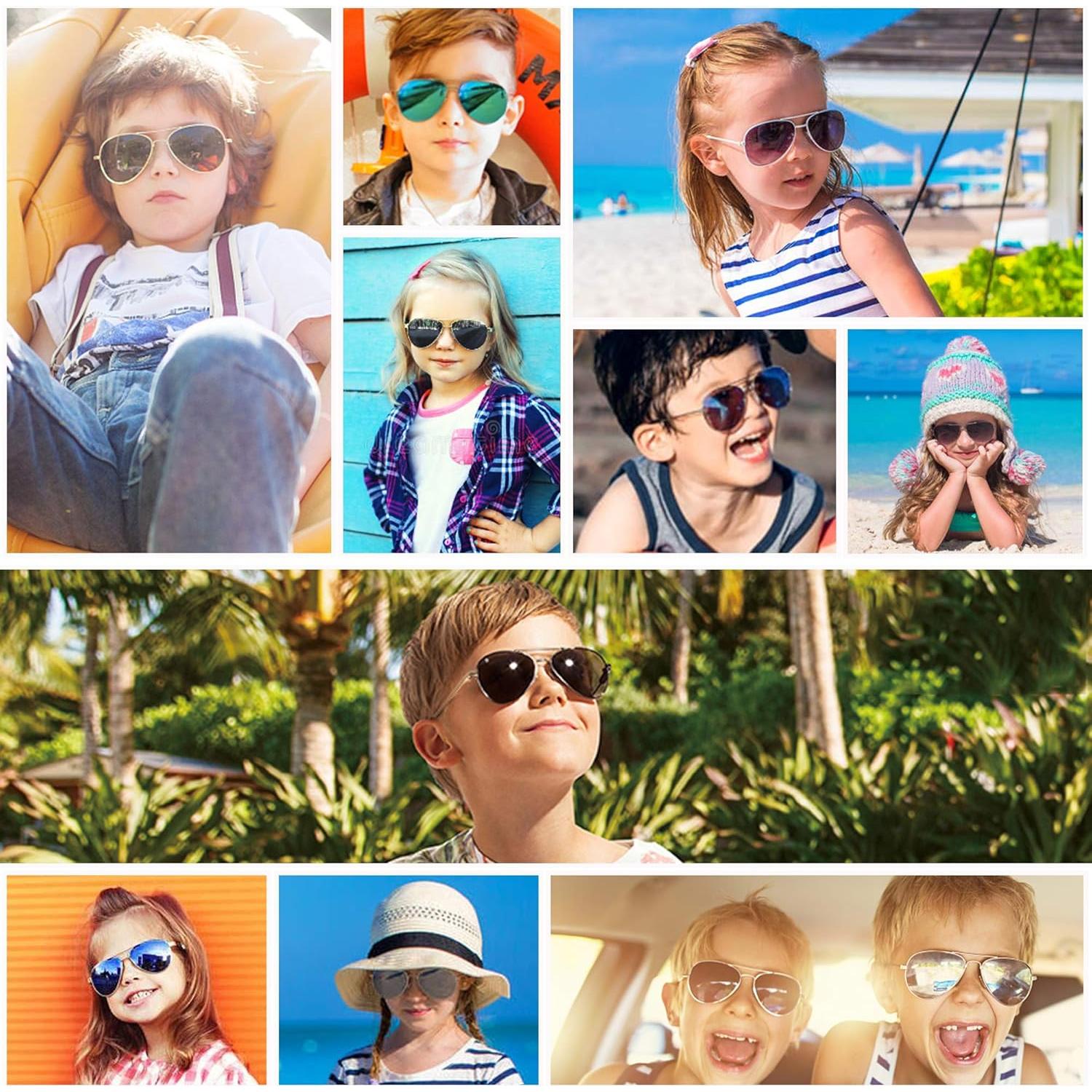 Gafas de sol aviador LotFancy para niños 3-12 años UV400