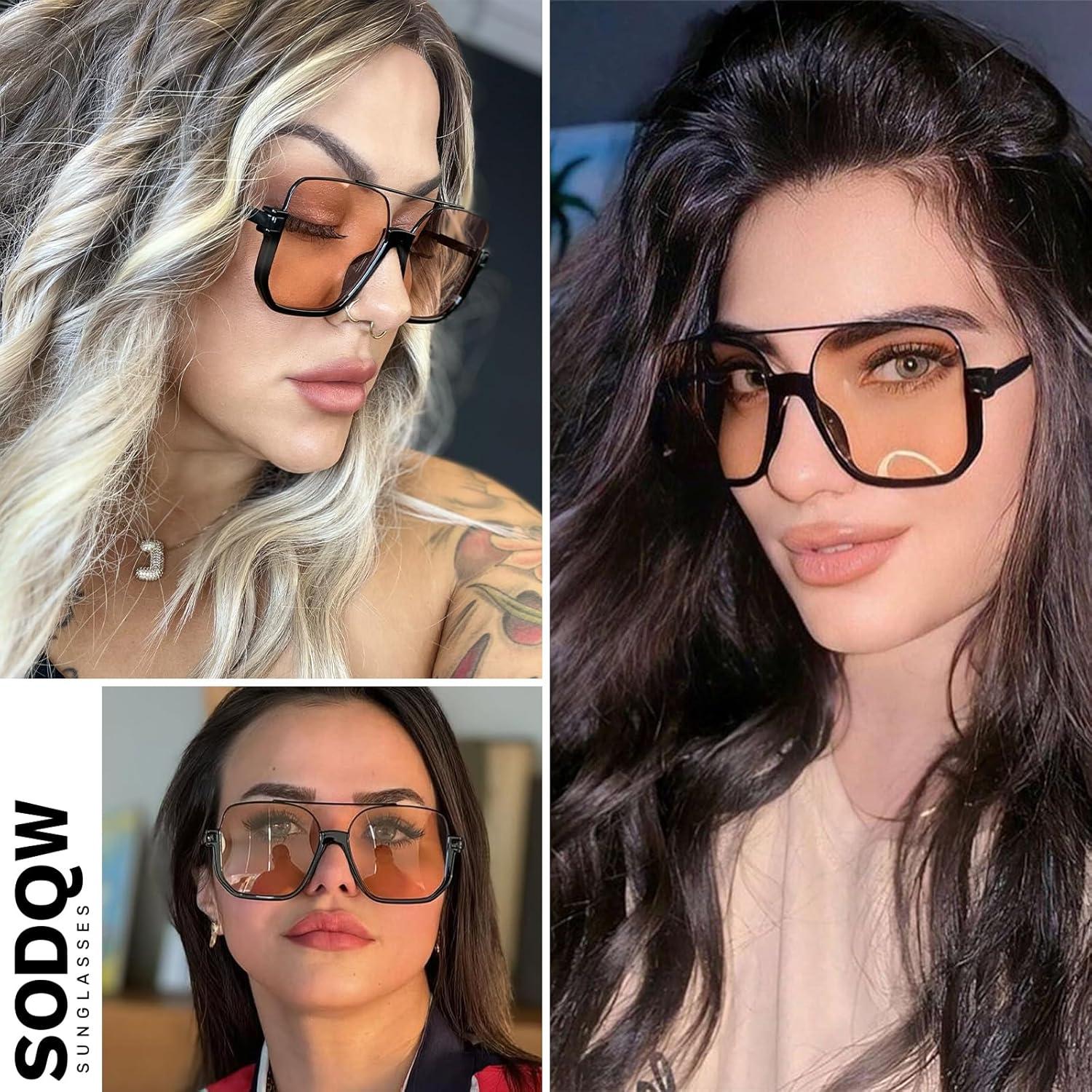 Gafas de sol aviador SODQW con protección UV400 y puente doble