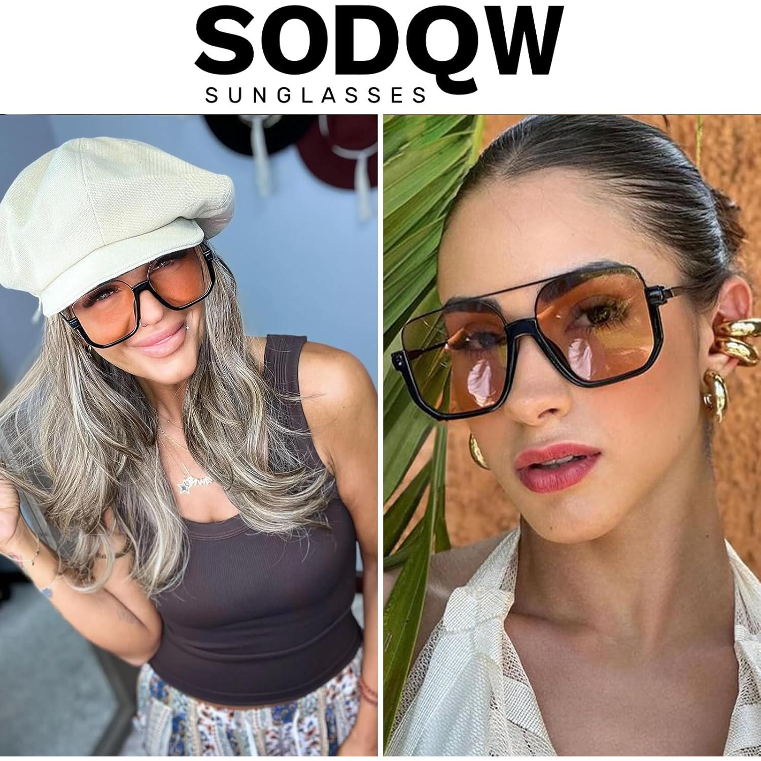 Gafas de sol aviador SODQW con protección UV400 y puente doble