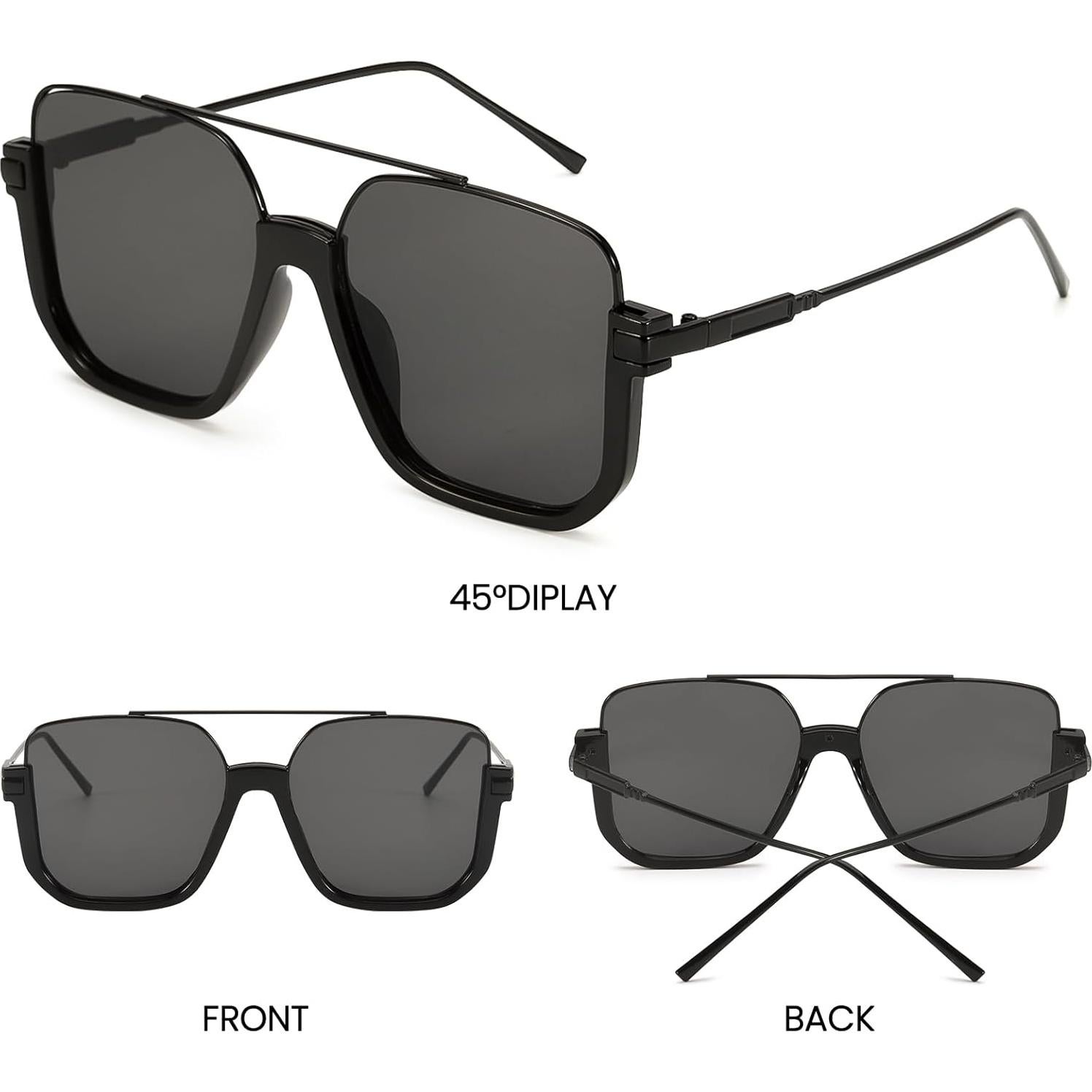 Gafas de sol aviador SODQW con protección UV400 y puente doble