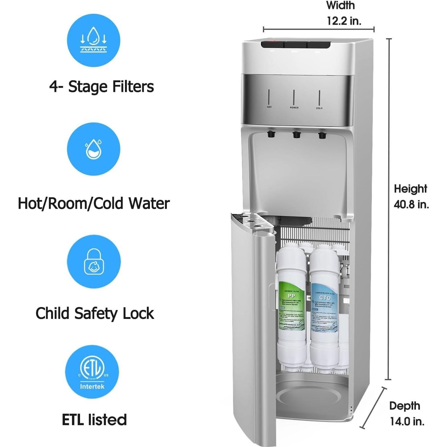 Dispensador de Agua Sin Botella IKT 19L con Autolimpieza y Filtro 4 Etapas