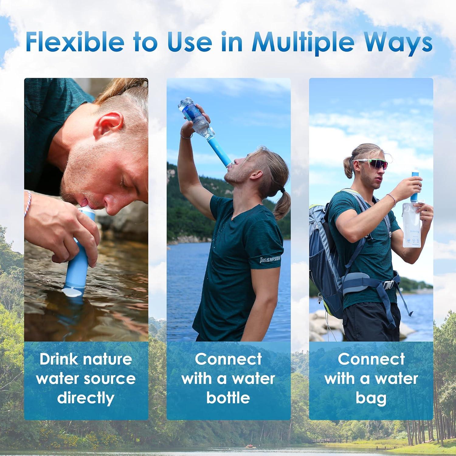 Popote de Filtro de Agua Waterdrop 3 Pzas con Bolsa 5.7L