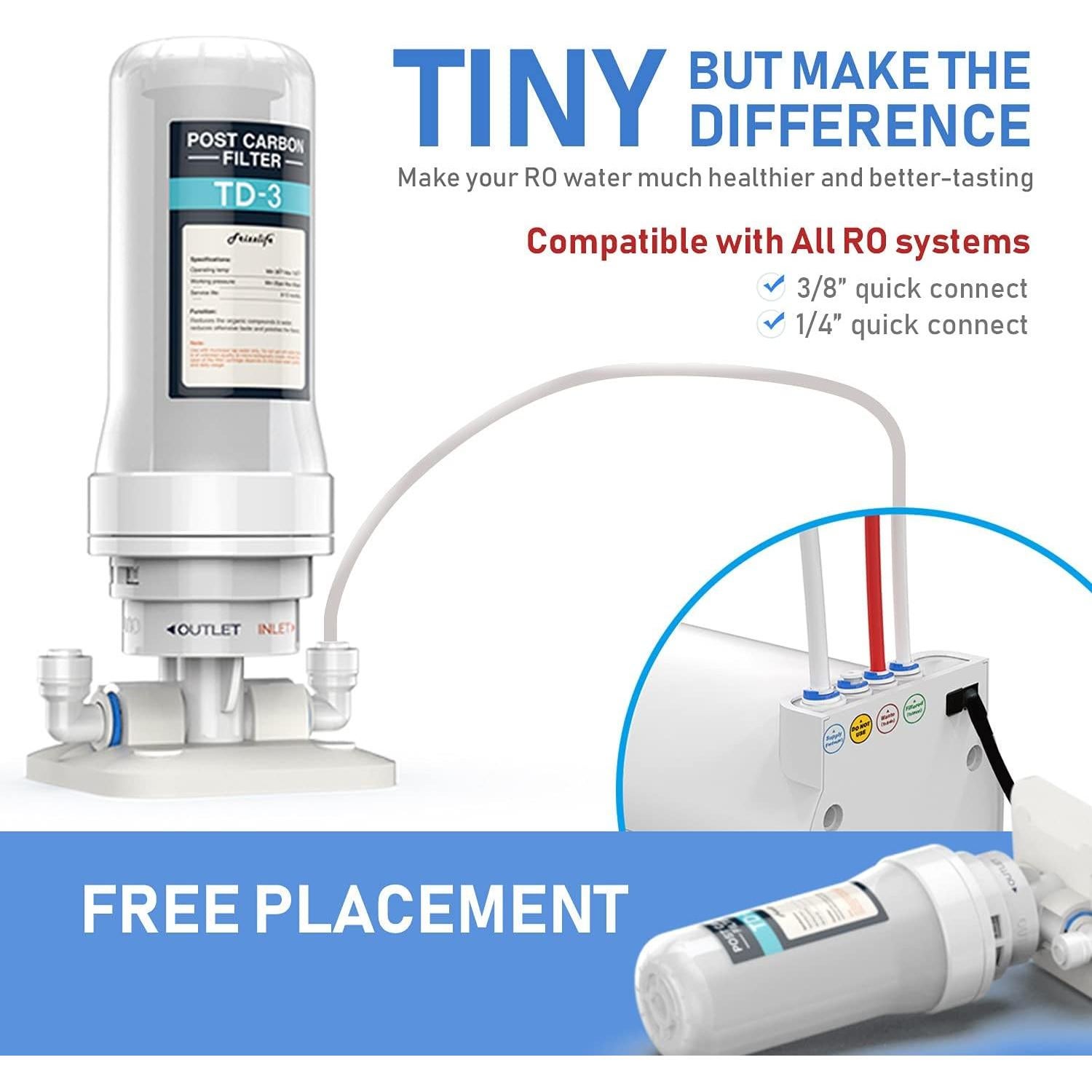 Filtro de Agua Post Frizzlife TD-3 Carbón Activado 298g