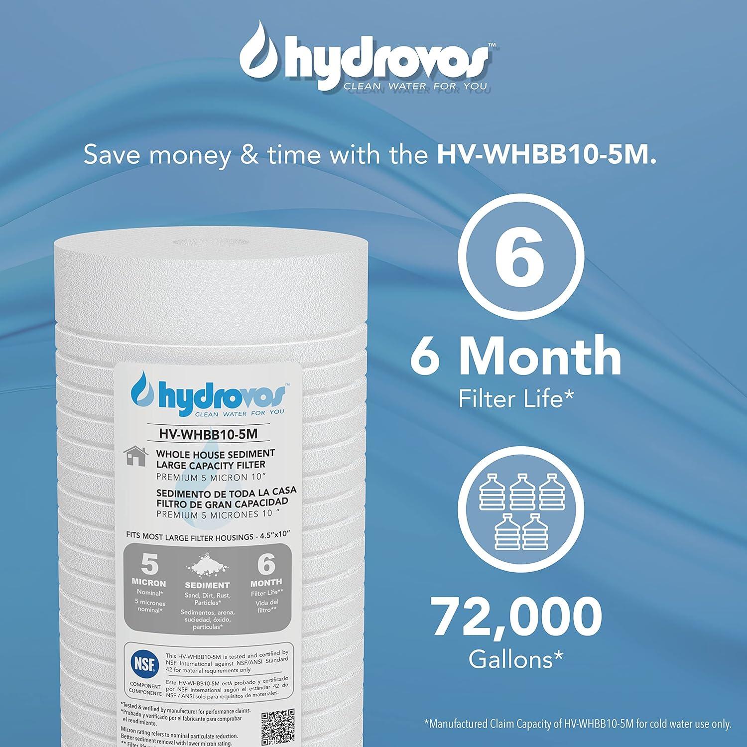 Carcasa de Filtro Hydrovos HV-WHBB10-PRV con Filtro 5 Micrones