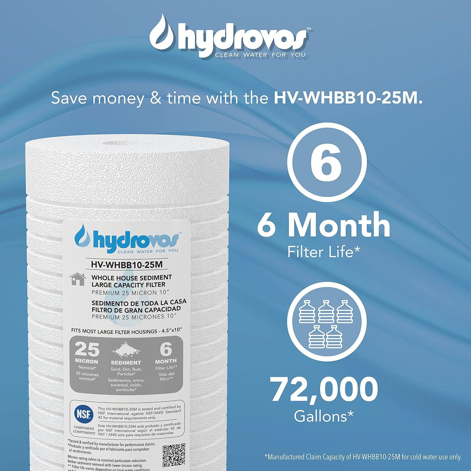 Filtro de agua para toda la casa Hydrovos HV-WHBB10-PRV 1"