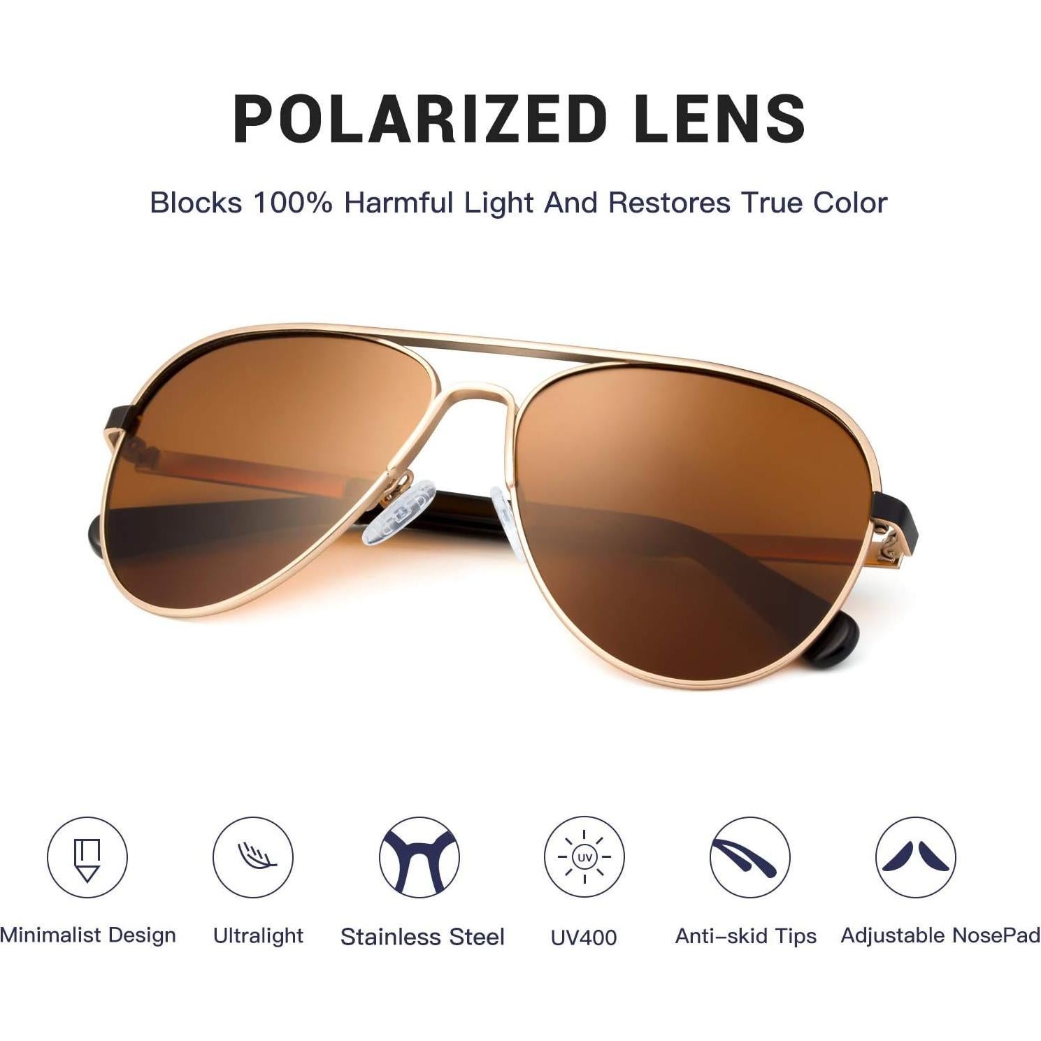 Gafas de sol aviador COLOSSEIN polarizadas UV400 para hombres