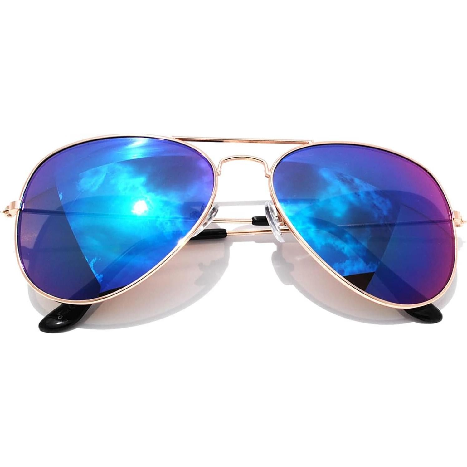 Gafas de sol aviador vintage metal dorado 4 pack lentes espejo