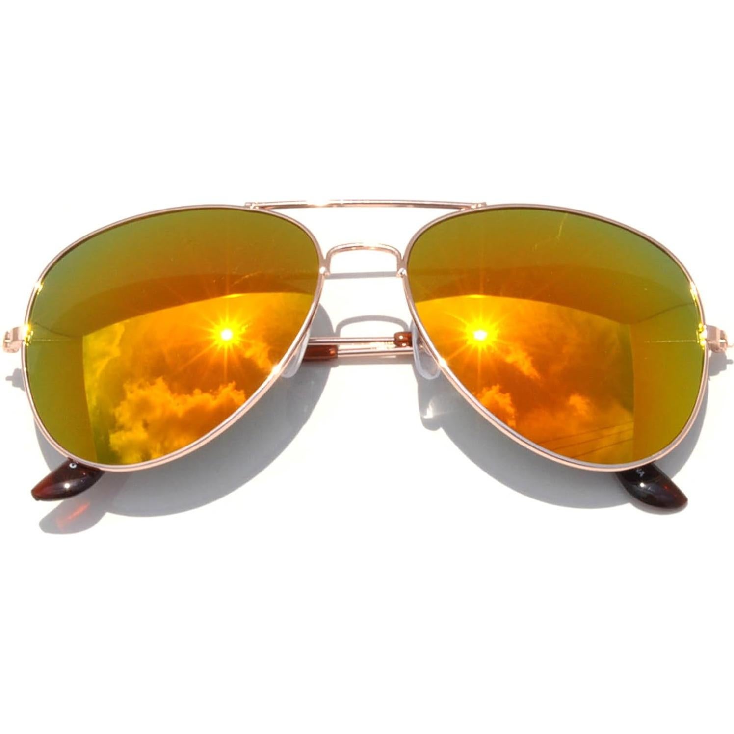 Gafas de sol aviador vintage metal dorado 4 pack lentes espejo