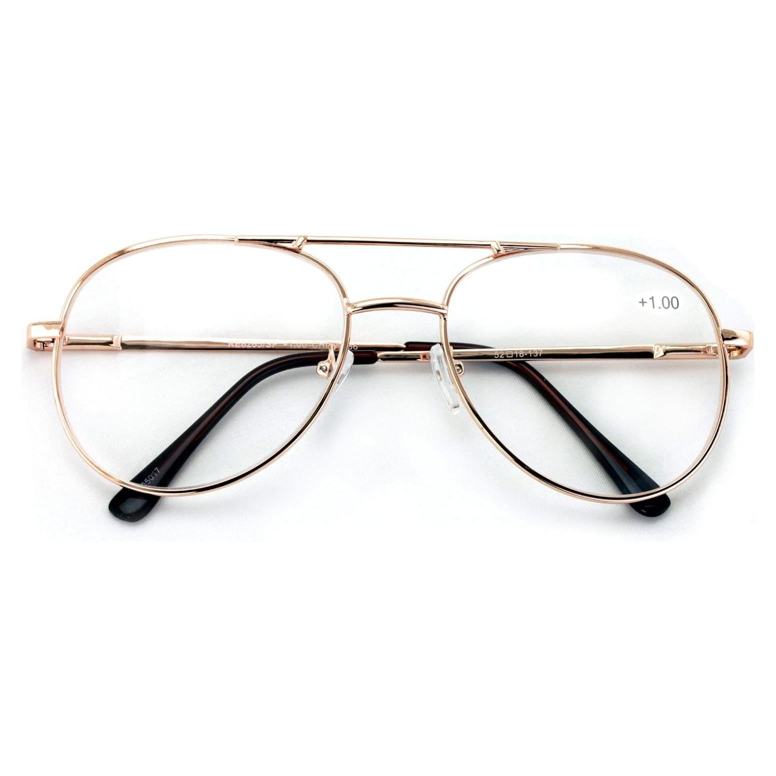 Gafas de lectura metálicas clásicas - Oro 3.75x con bisagra