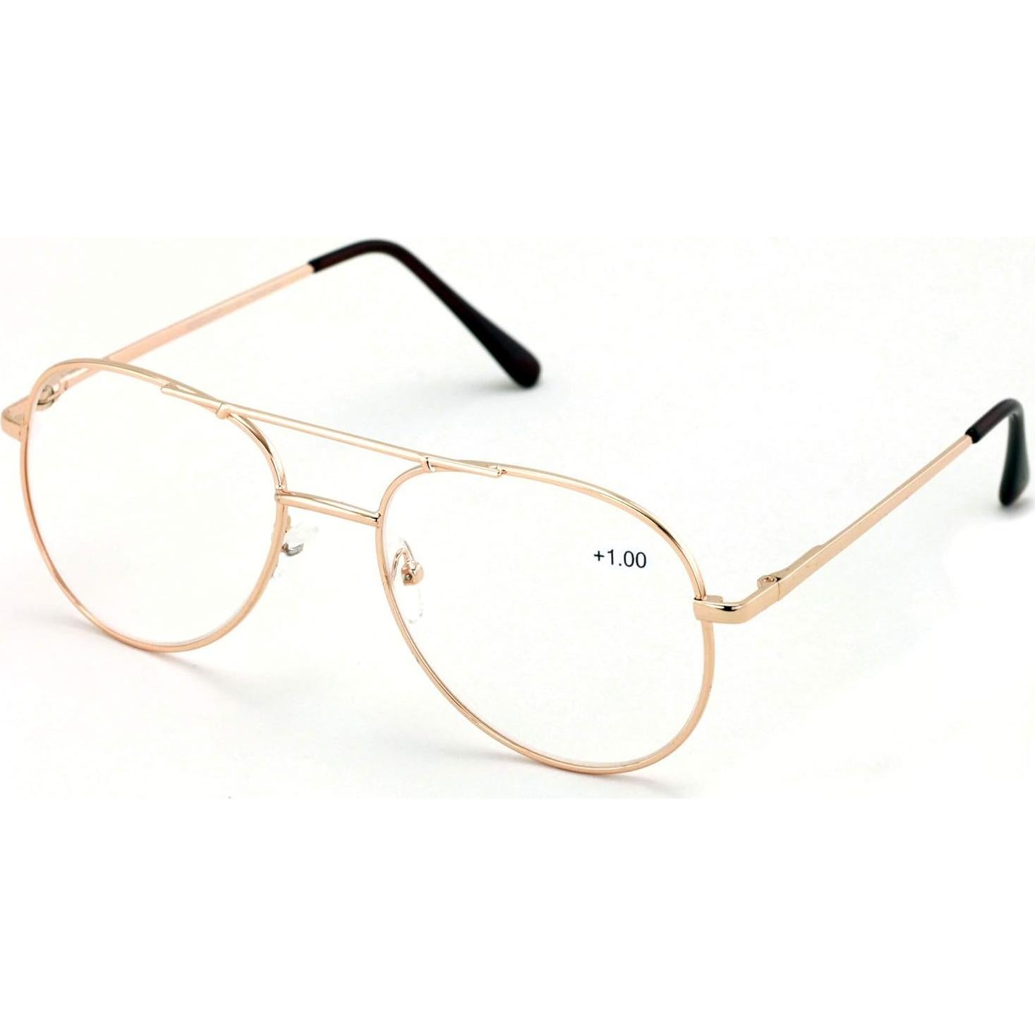 Gafas de lectura metálicas clásicas - Oro 3.75x con bisagra