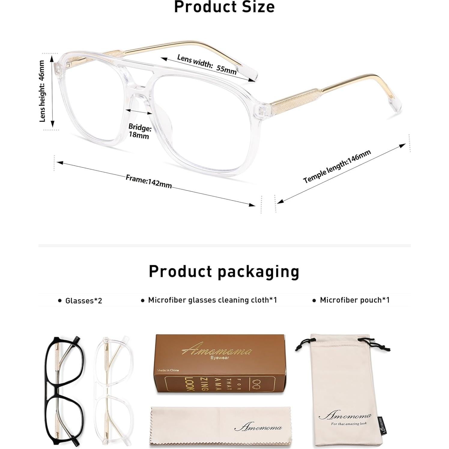 Gafas de Lectura AMOMOMA Retro con Luz Azul 2.5x